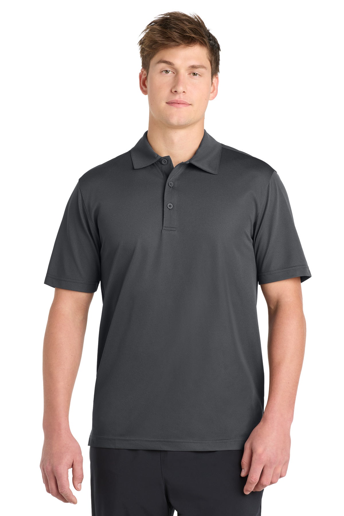 Sport-Tek PosiCharge Active Textured Polo. ST690 in Iron Grey