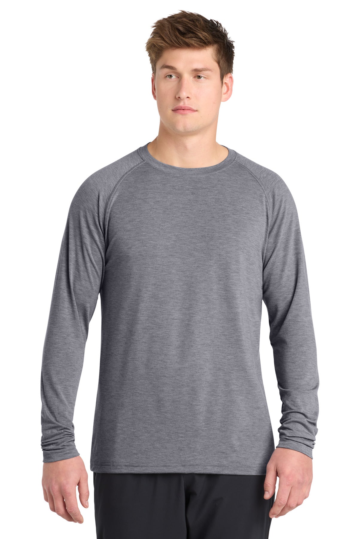 Sport-Tek  Long Sleeve Ultimate Performance Crew. ST700LS in Heather Grey