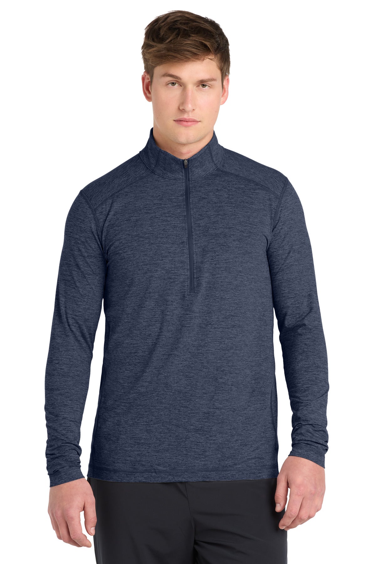 Sport-Tek  Exchange 1.5 Long Sleeve 1/2-Zip. ST711 in Dark Denim Heather