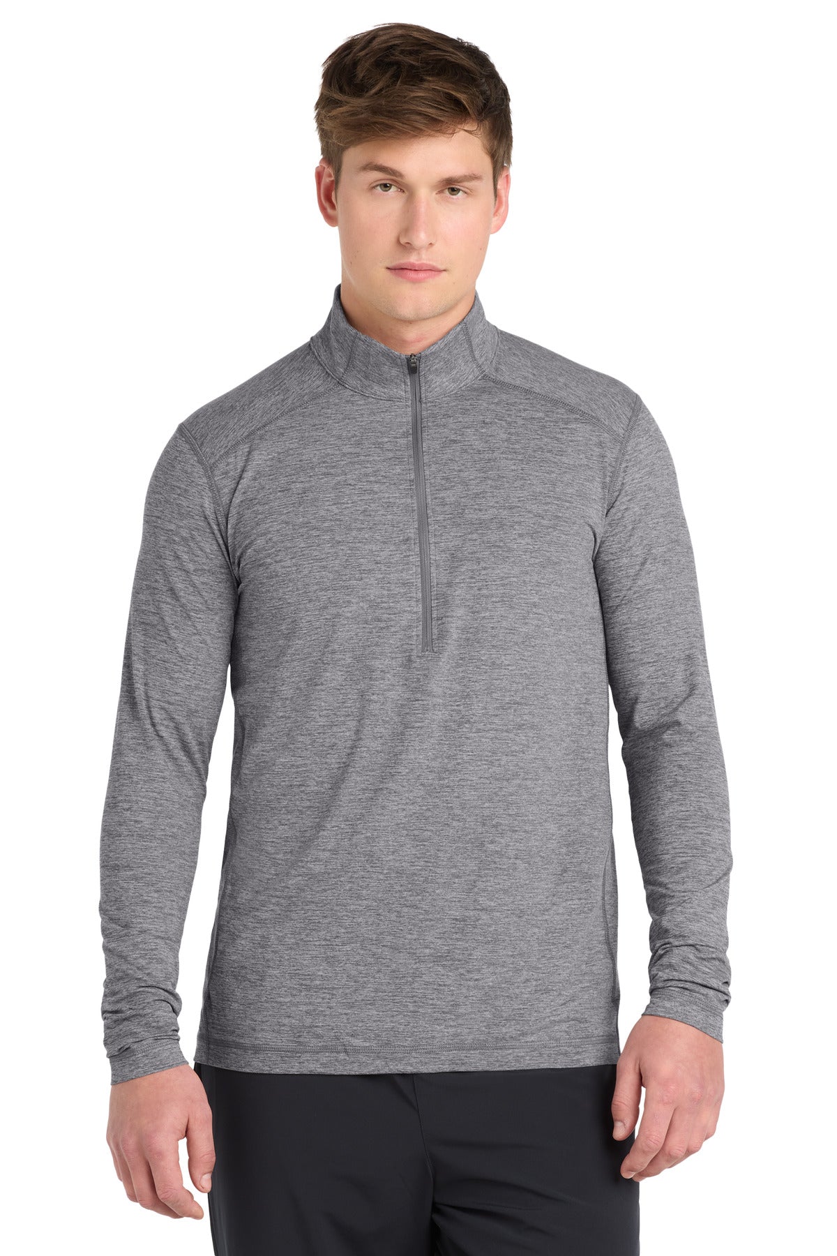Sport-Tek  Exchange 1.5 Long Sleeve 1/2-Zip. ST711 in Grey Heather