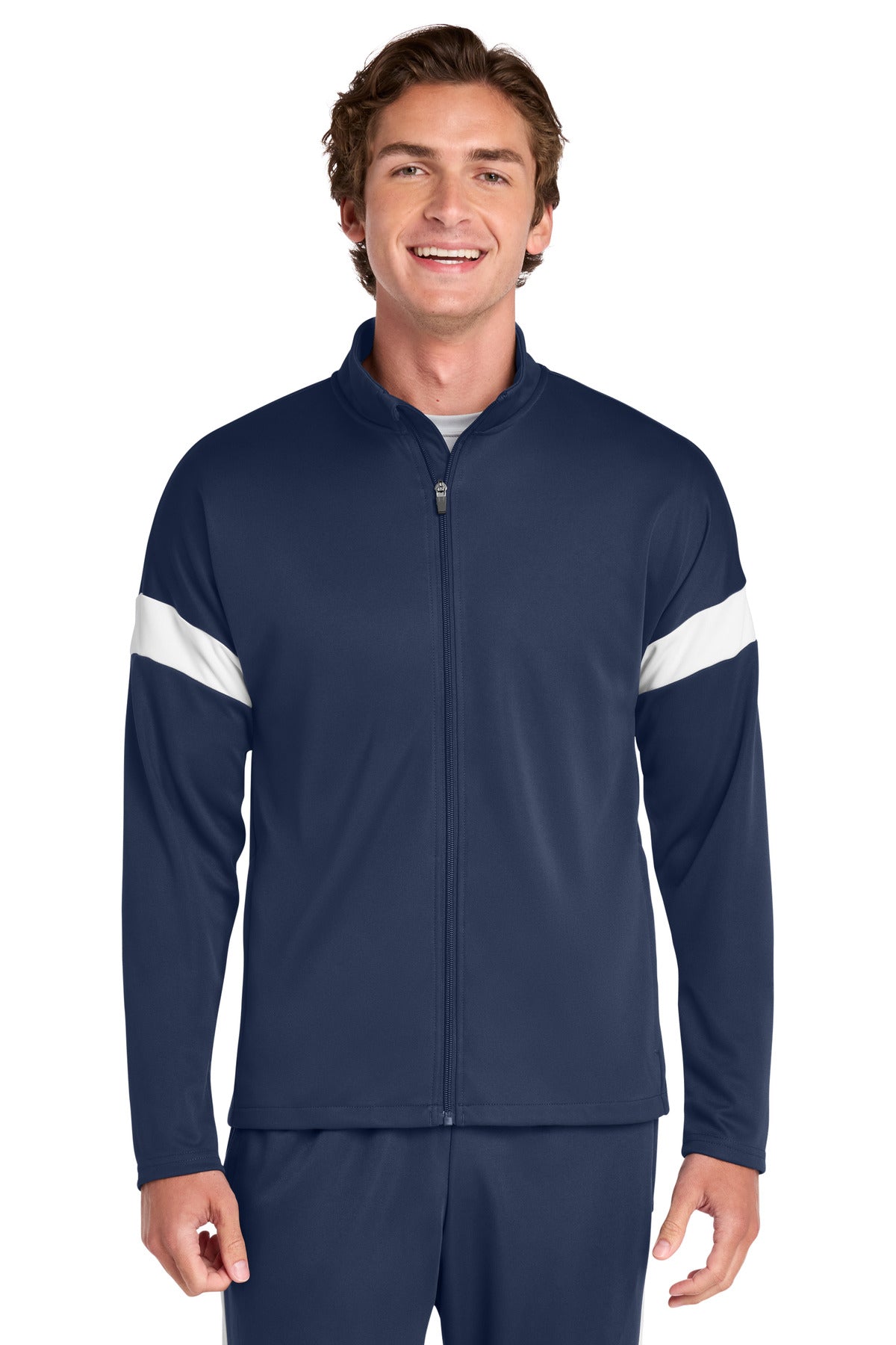 Sport-Tek Travel Full-Zip Jacket ST800 in True Navy/ White
