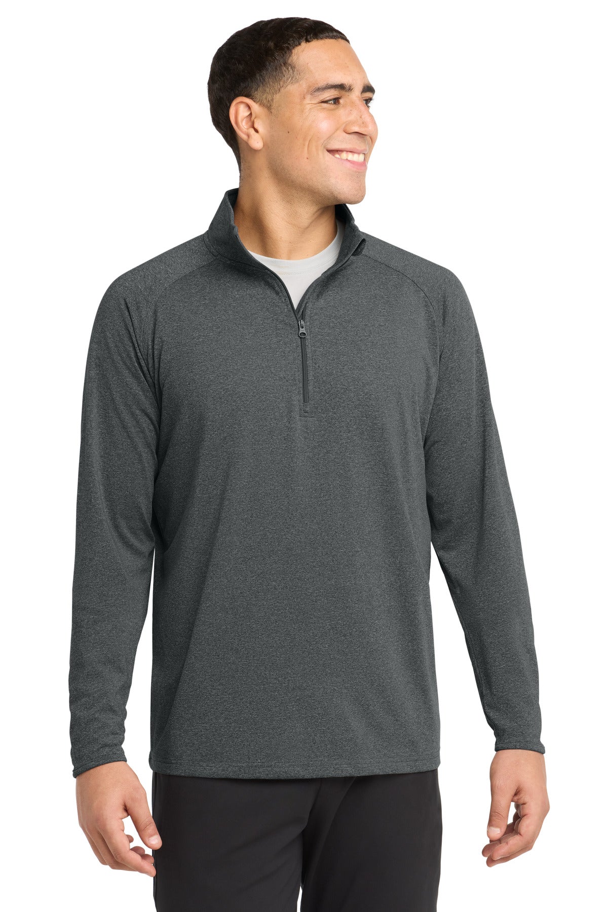 Sport-Tek Sport-Wick Stretch 1/4-Zip Pullover. ST850 in Charcoal Grey Heather