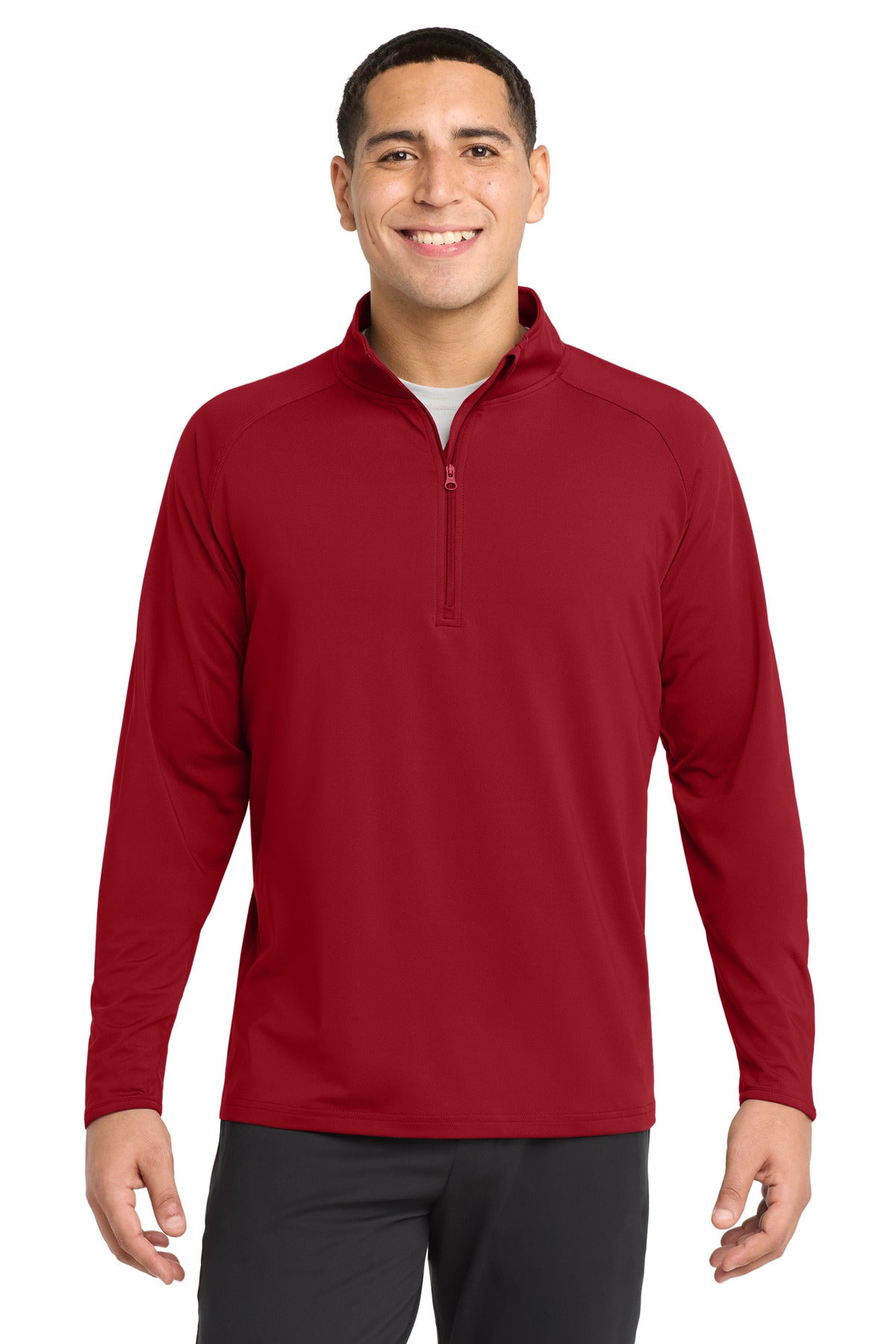 Sport-Tek Sport-Wick Stretch 1/4-Zip Pullover. ST850 in Deep Red