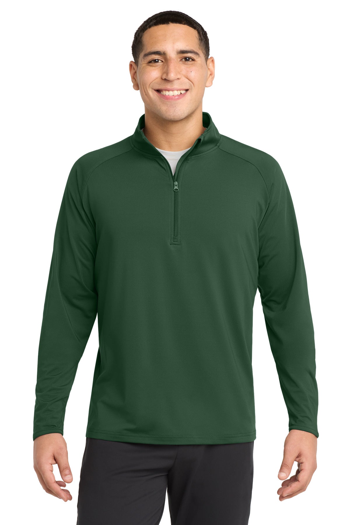 Sport-Tek Sport-Wick Stretch 1/4-Zip Pullover. ST850 in Forest Green