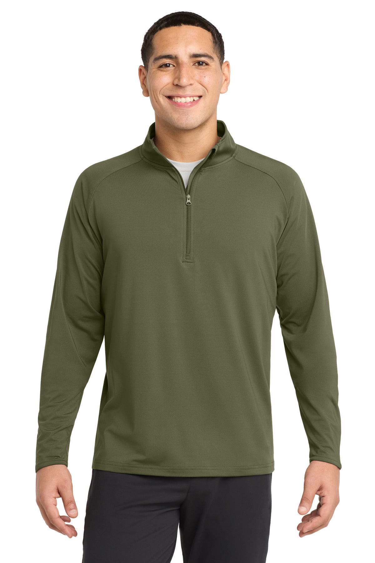 Sport-Tek Sport-Wick Stretch 1/4-Zip Pullover. ST850 in Olive Drab Green