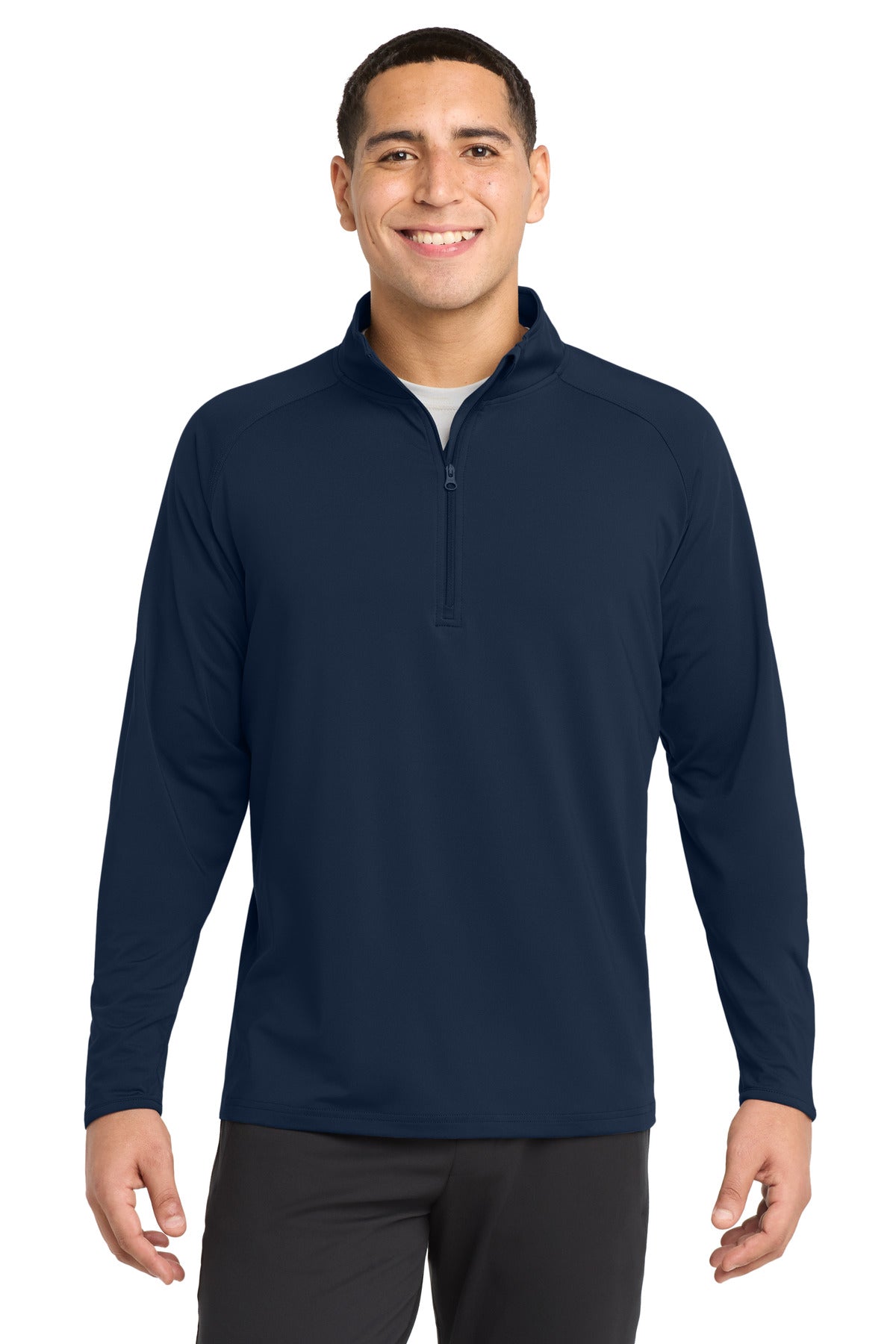 Sport-Tek Sport-Wick Stretch 1/4-Zip Pullover. ST850 in True Navy