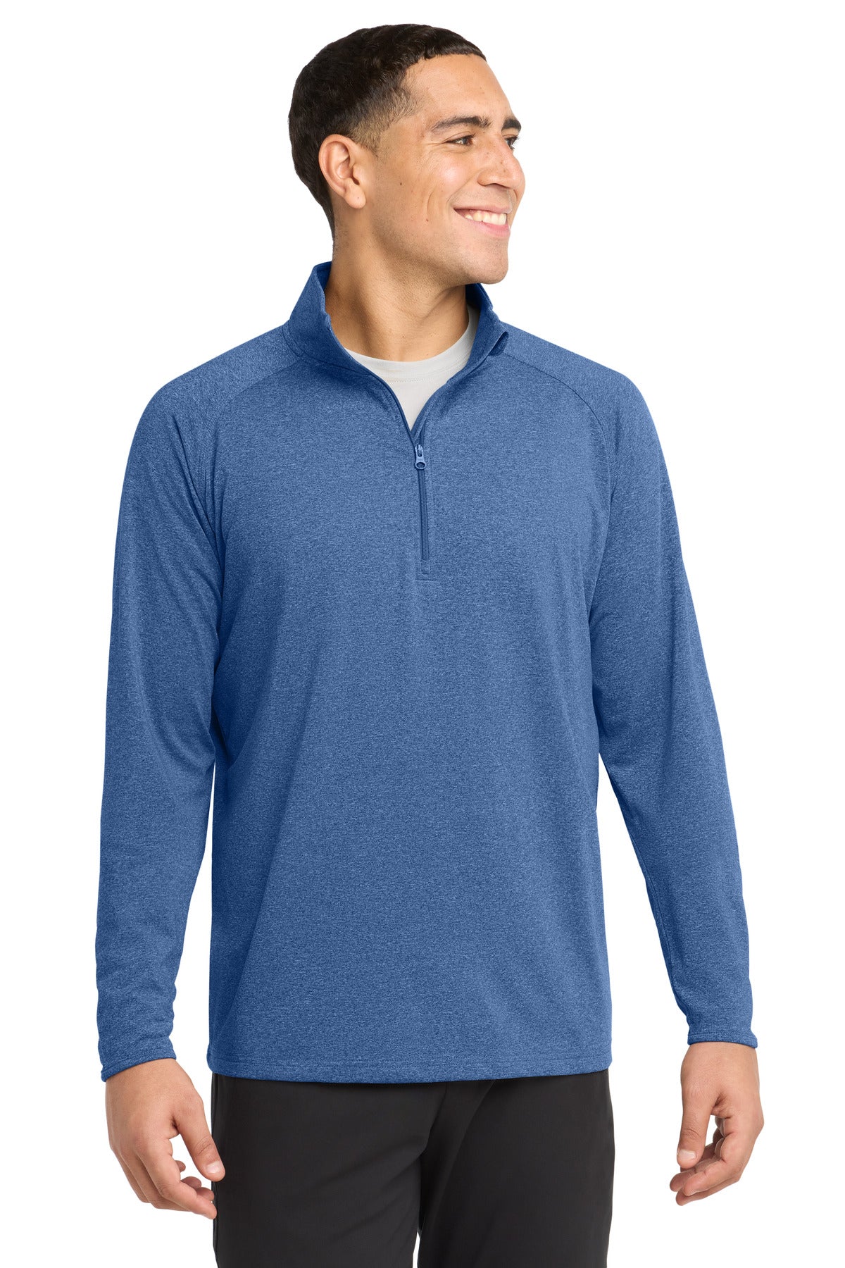 Sport-Tek Sport-Wick Stretch 1/4-Zip Pullover. ST850 in True Royal Heather