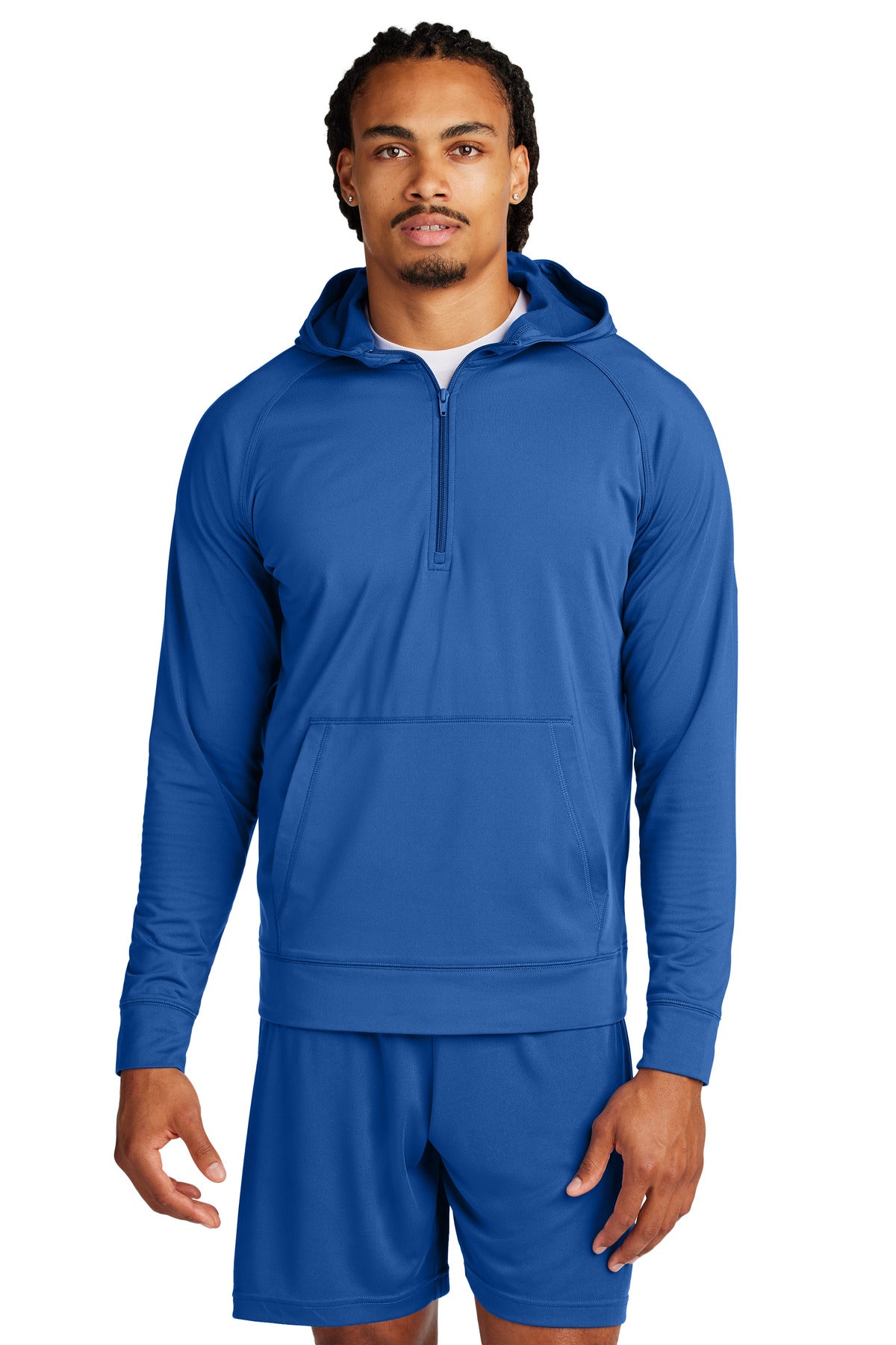 Sport-Tek Sport-Wick Stretch 1/2-Zip Hoodie ST856 in True Royal