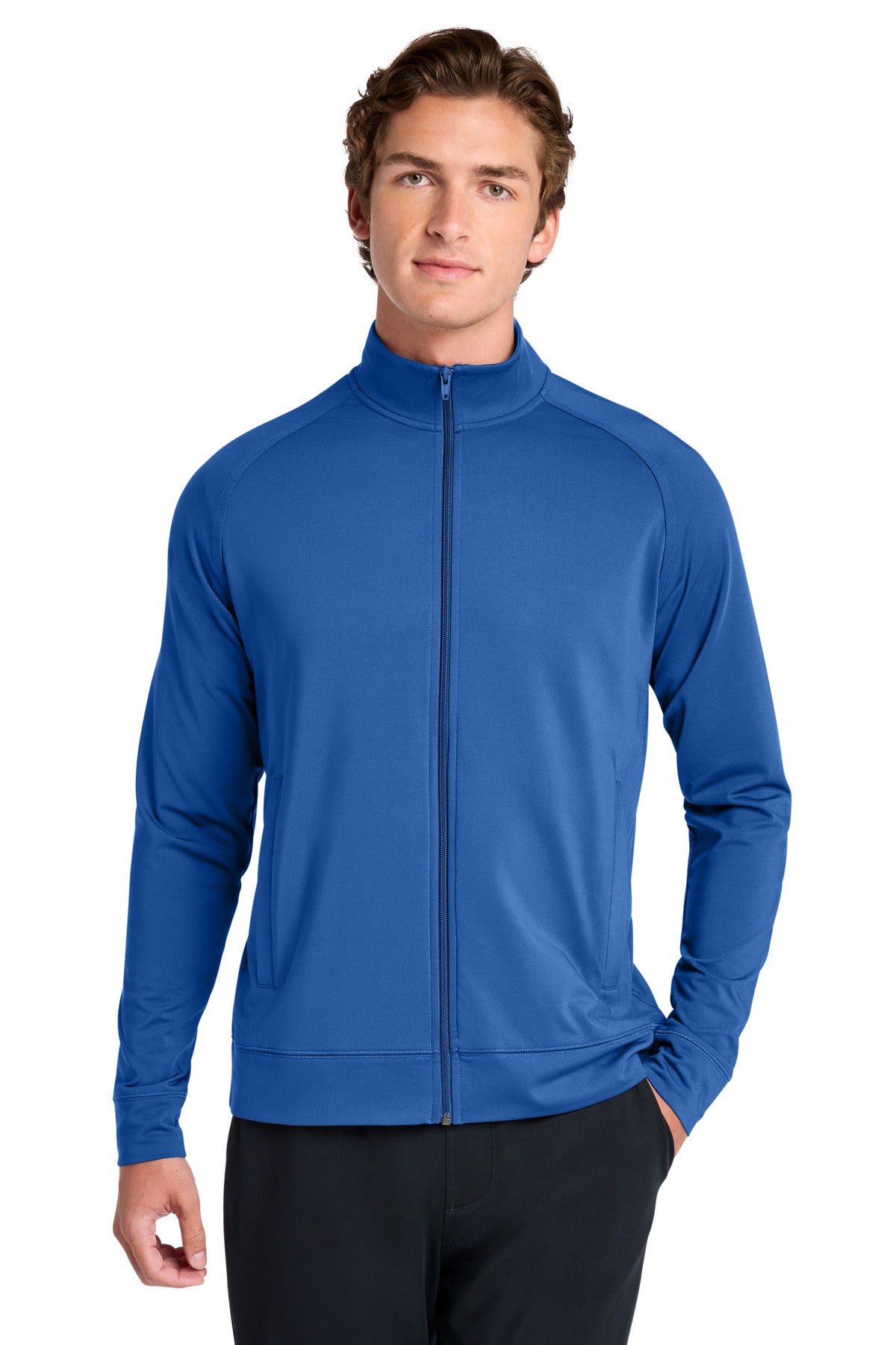 Sport-Tek Sport-Wick Stretch Full-Zip Cadet Jacket ST857 in True Royal