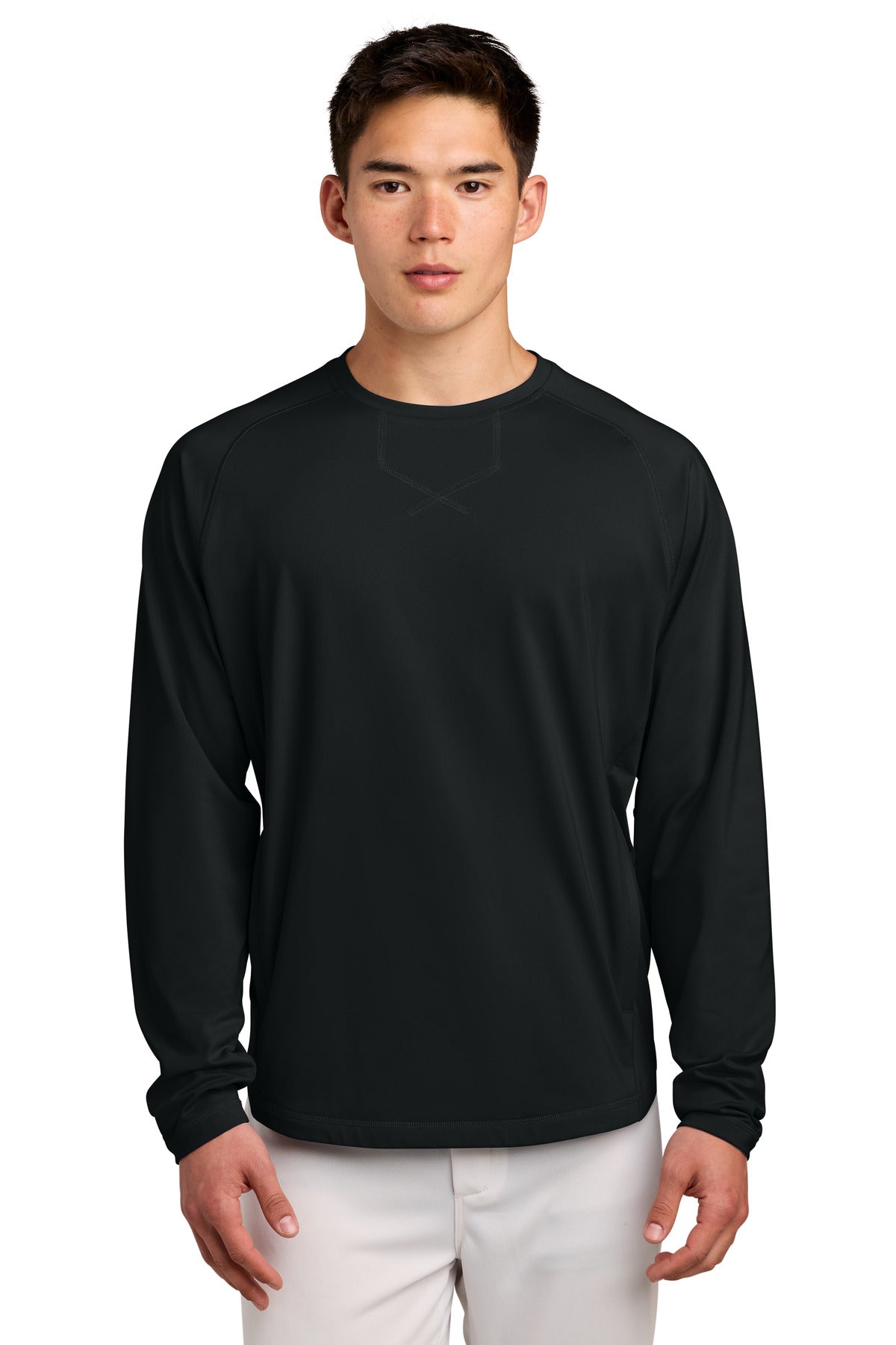 Sport-Tek Sport-Wick Stretch Pocketed Crewneck ST859 in Black
