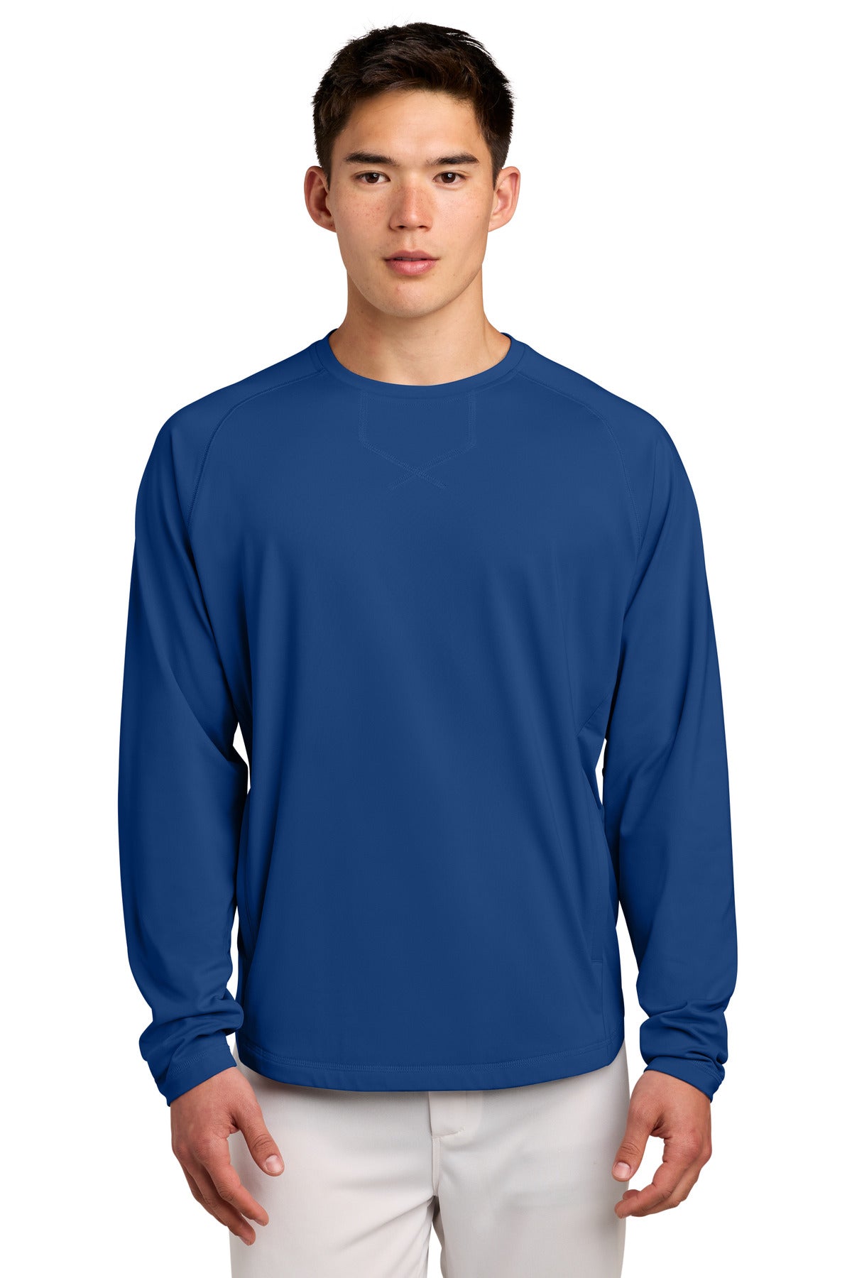 Sport-Tek Sport-Wick Stretch Pocketed Crewneck ST859 in True Royal
