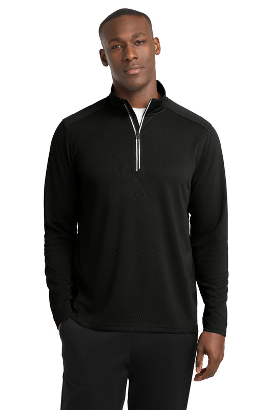Sport-Tek Sport-Wick Textured 1/4-Zip Pullover.  ST860 in Black