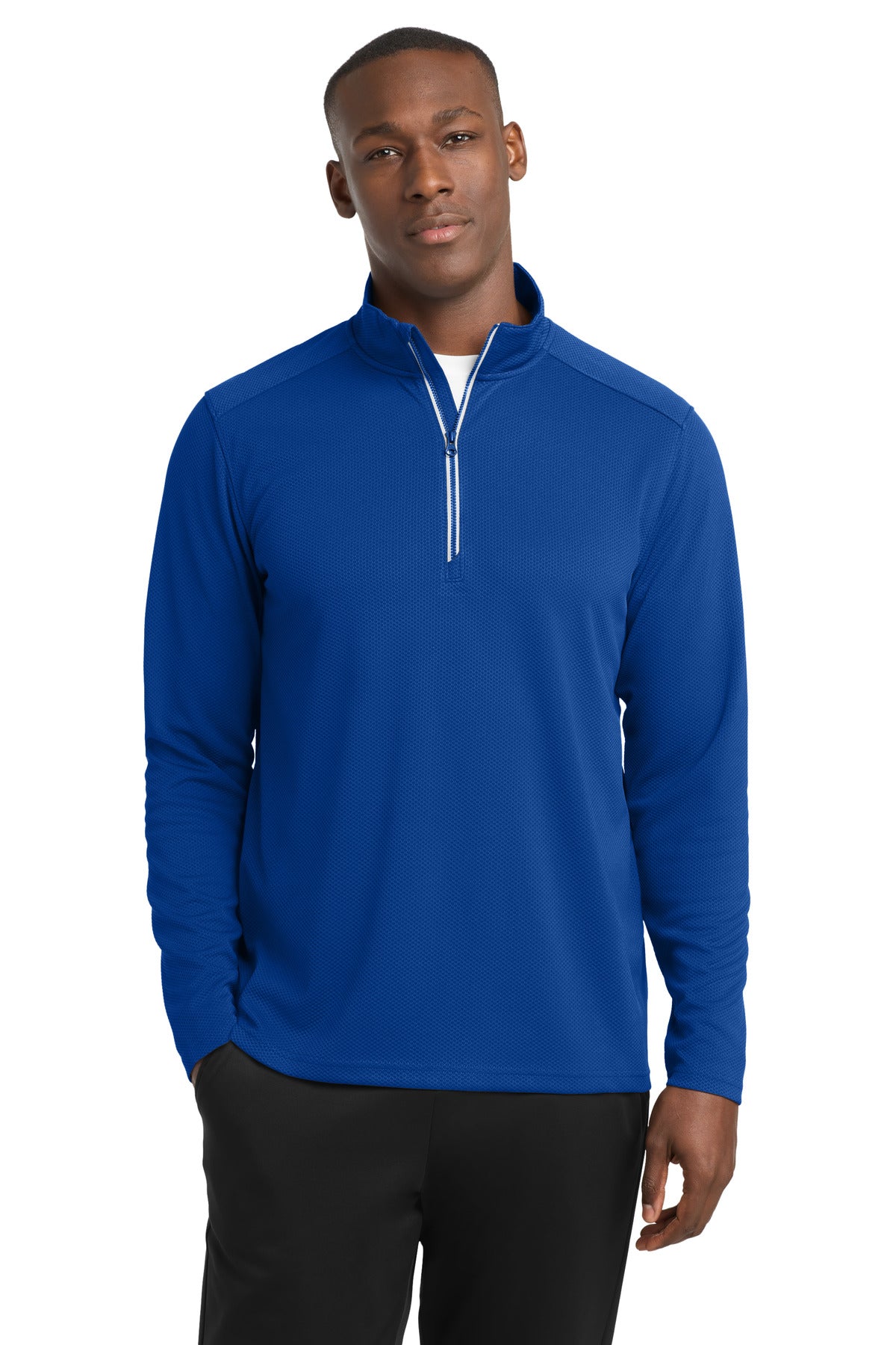 Sport-Tek Sport-Wick Textured 1/4-Zip Pullover.  ST860 in True Royal