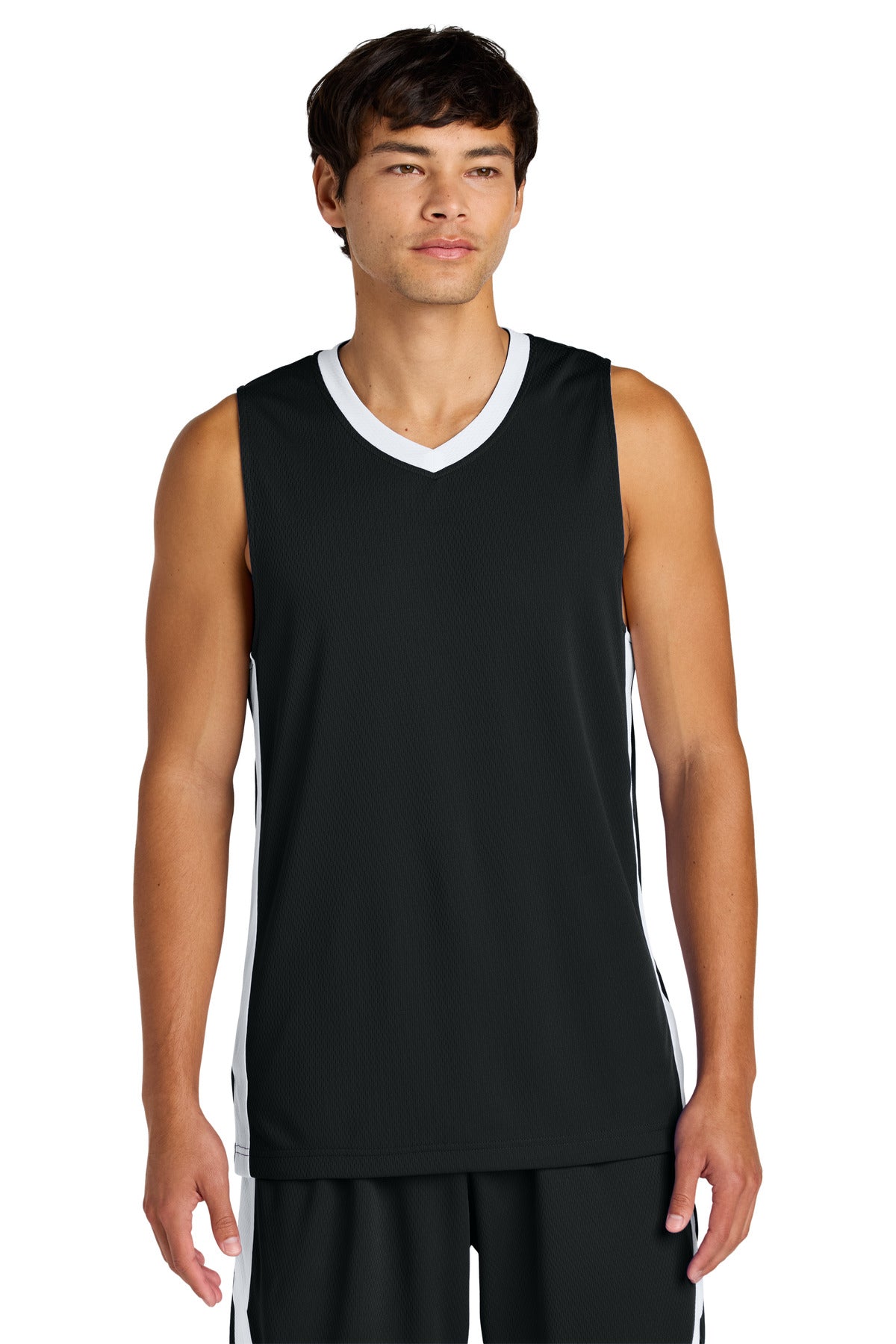 Sport-Tek Rival Basketball Rev Jersey ST900 in Black/ White