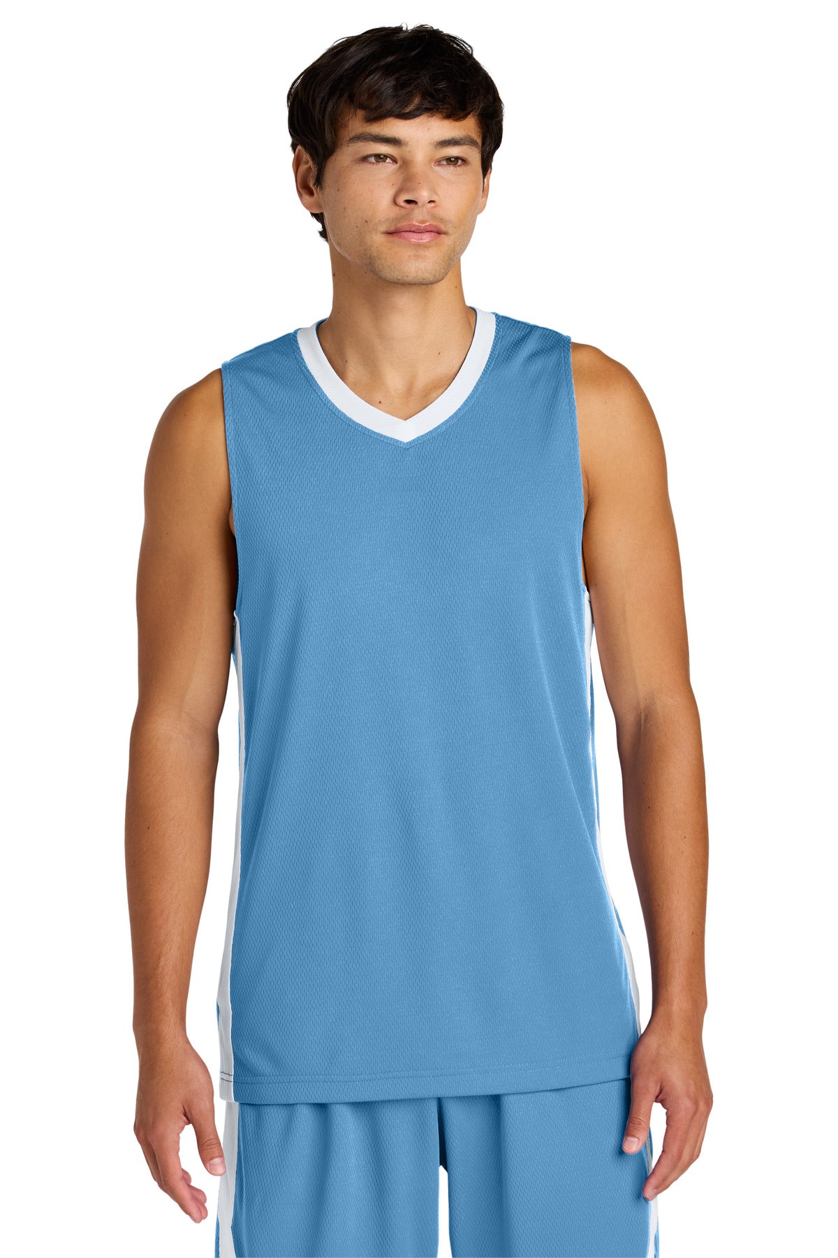 Sport-Tek Rival Basketball Rev Jersey ST900 in Carolina Blue/ White