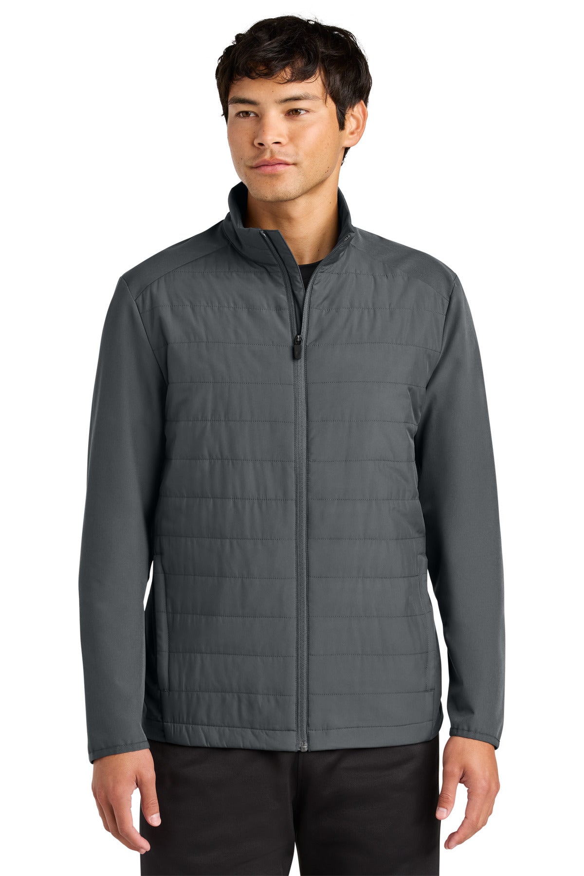Sport-Tek Teknical Hybrid Jacket ST940 in Iron Grey