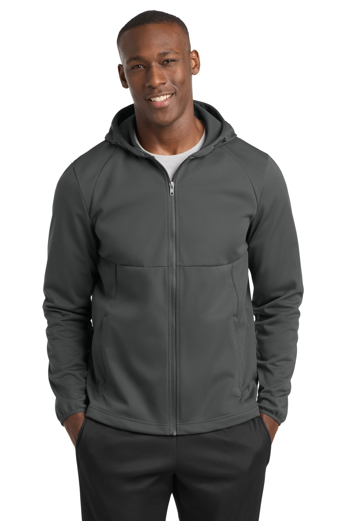Sport-Tek Hooded Soft Shell Jacket ST980 in Graphite