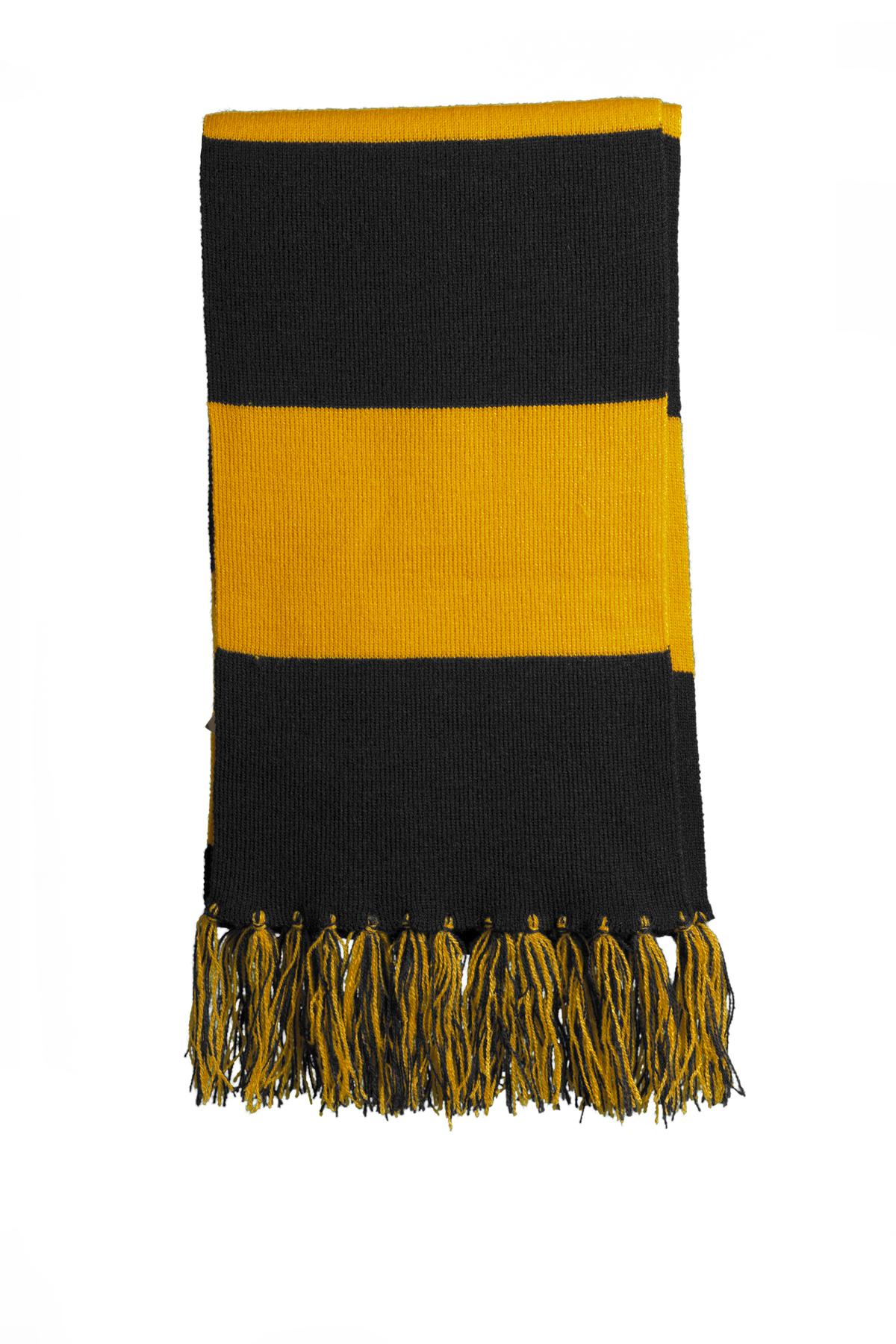 Sport-Tek Spectator Scarf. STA02 in Black/ Gold