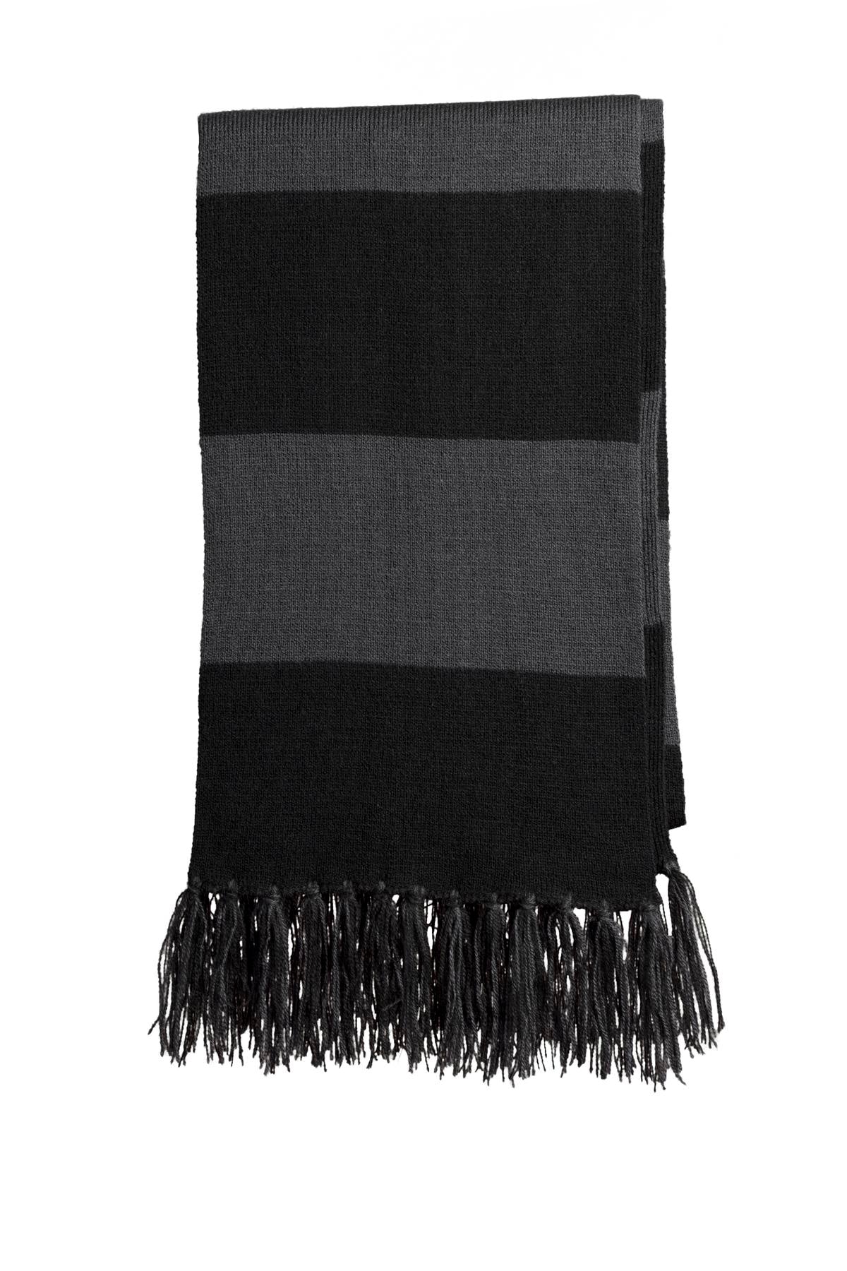 Sport-Tek Spectator Scarf. STA02 in Black/ Iron Grey