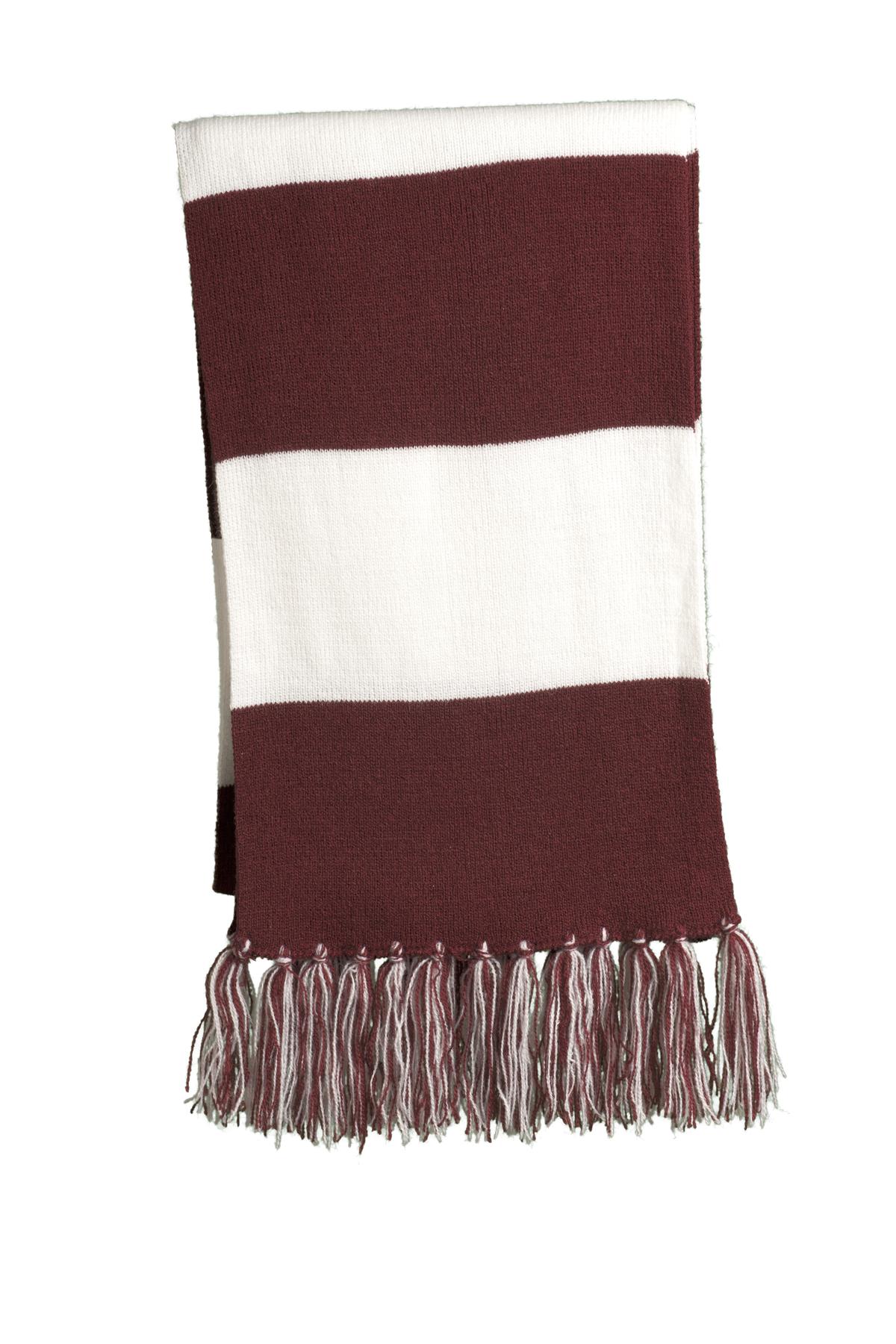 Sport-Tek Spectator Scarf. STA02 in Maroon/ White