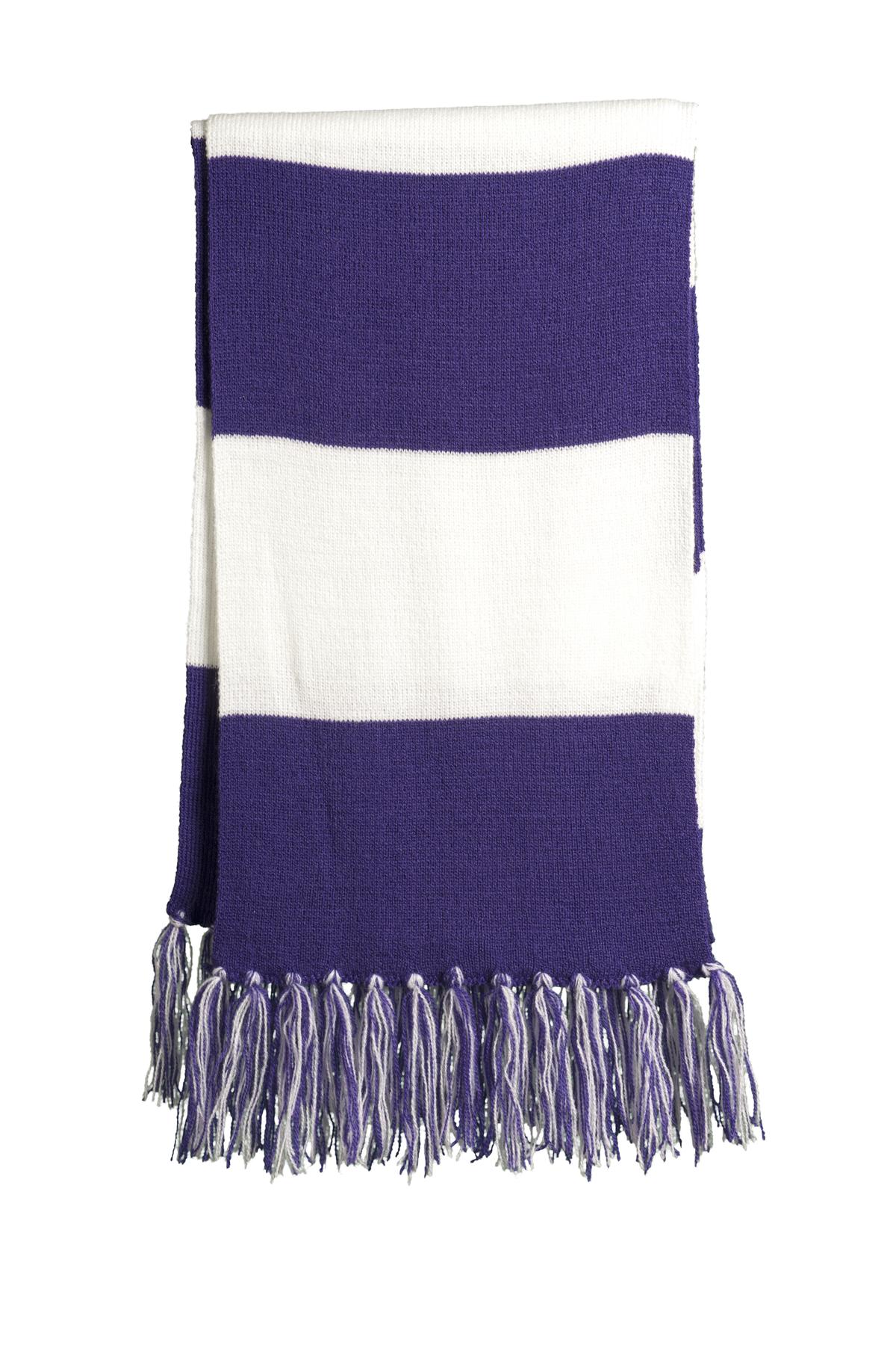 Sport-Tek Spectator Scarf. STA02 in Purple/ White