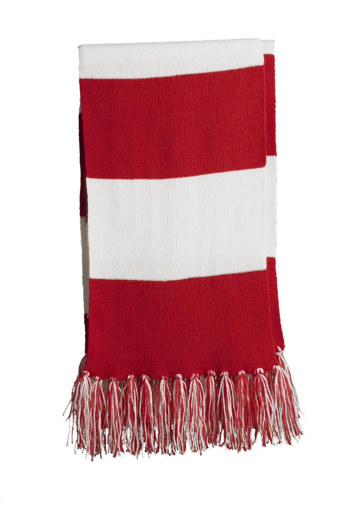 Sport-Tek Spectator Scarf. STA02 in True Red/ White