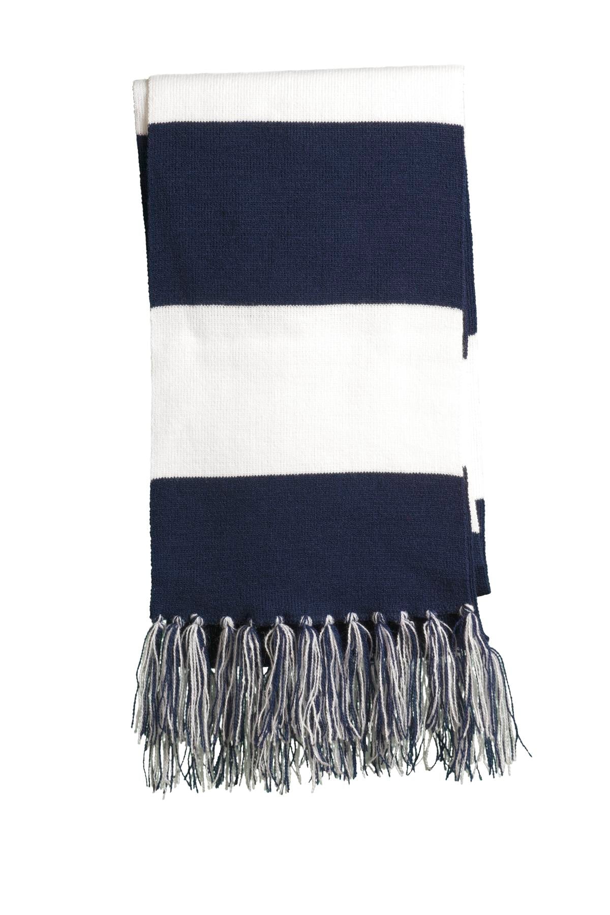 Sport-Tek Spectator Scarf. STA02 in True Navy/ White