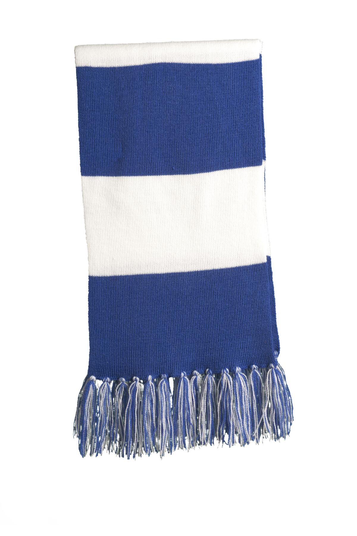 Sport-Tek Spectator Scarf. STA02 in True Royal/ White