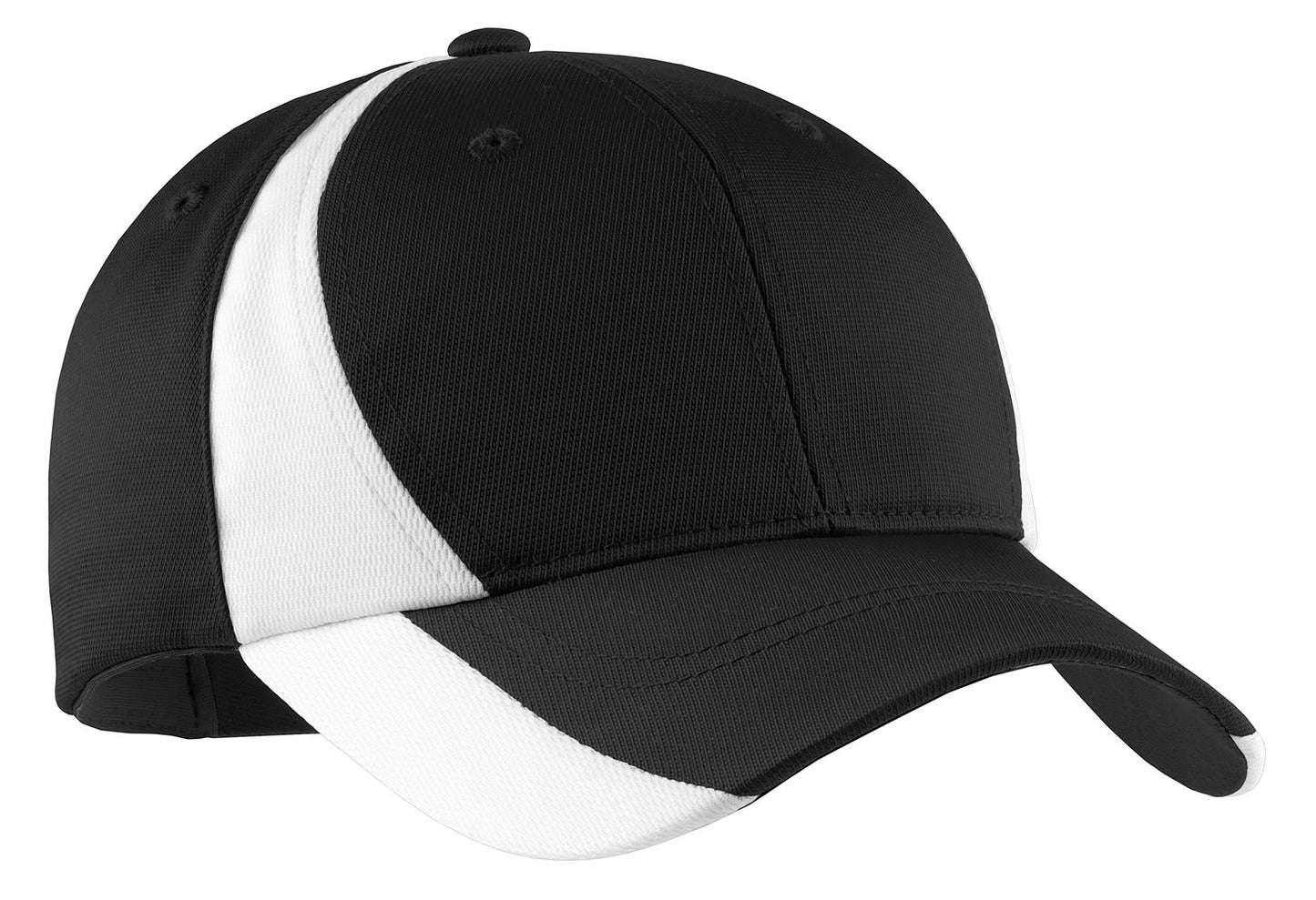 Sport-Tek Dry Zone Nylon Colorblock Cap. STC11 in Black/ White