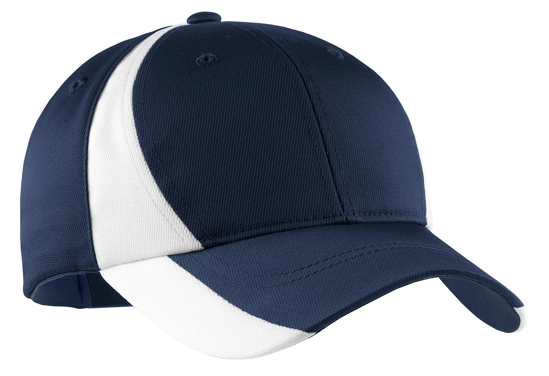 Sport-Tek Dry Zone Nylon Colorblock Cap. STC11 in True Navy/ White