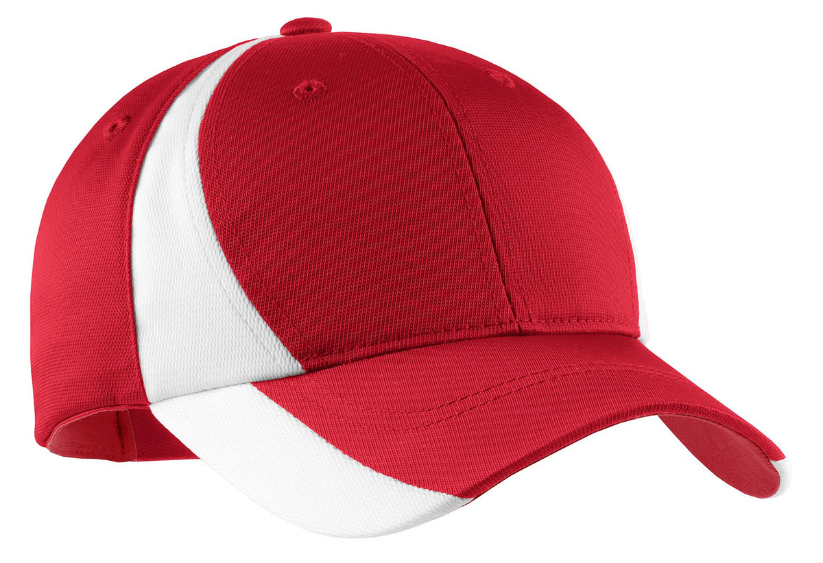 Sport-Tek Dry Zone Nylon Colorblock Cap. STC11 in True Red/ White