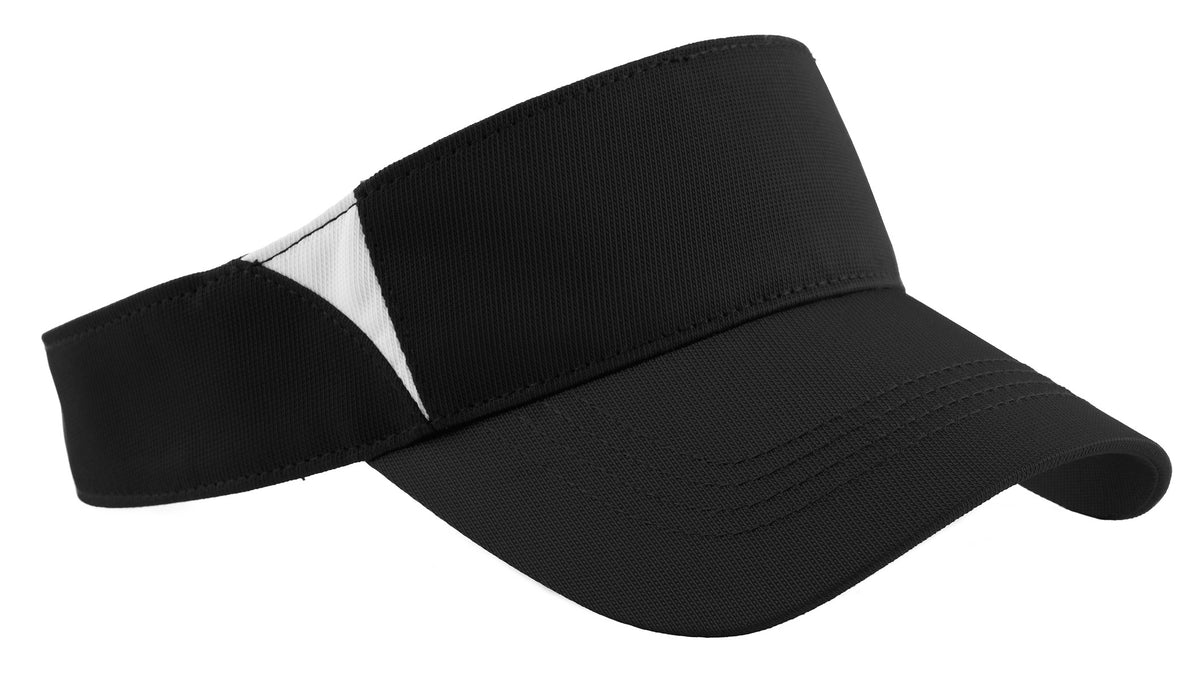 Sport-Tek Dry Zone Colorblock Visor.  STC13 in Black/ White