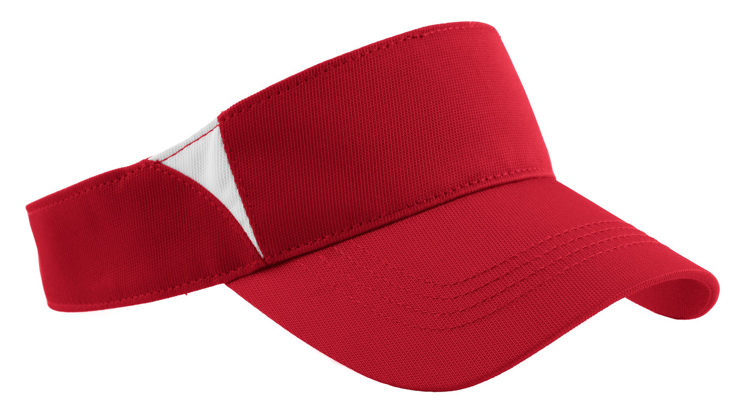 Sport-Tek Dry Zone Colorblock Visor.  STC13 in True Red/ White
