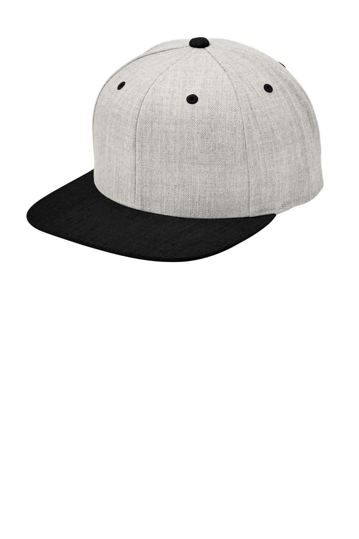 Sport-Tek YP Classics Flat Bill Snapback Cap. STC19 in Heather Grey/ Black