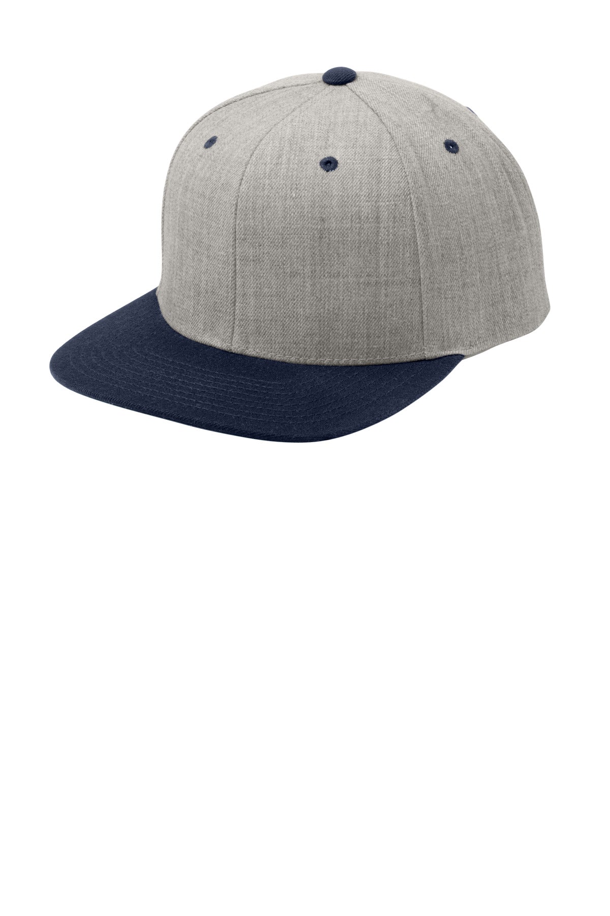 Sport-Tek YP Classics Flat Bill Snapback Cap. STC19 in Heather Grey/ True Navy