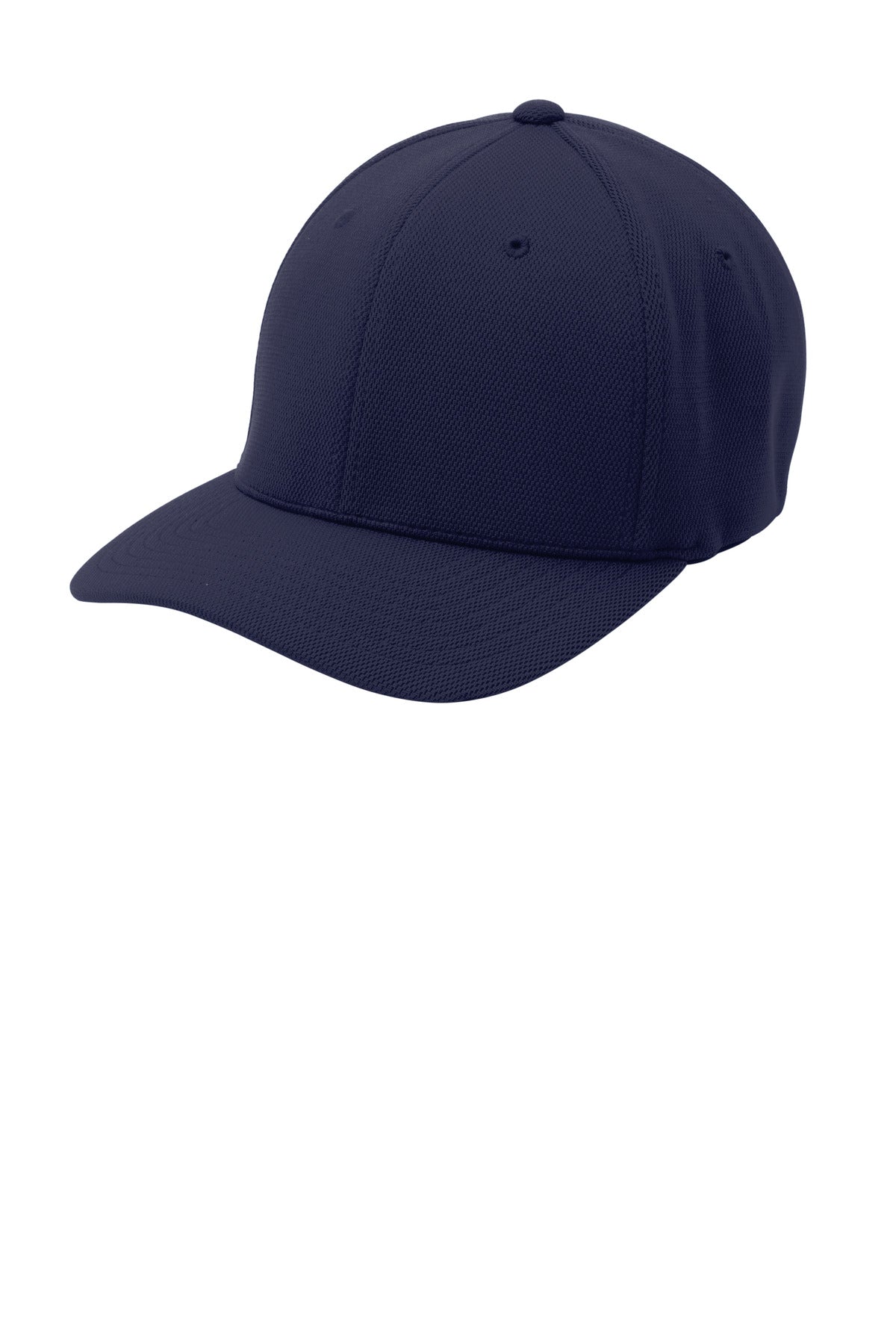 Sport-Tek Flexfit Cool & Dry Poly Block Mesh Cap. STC22 in True Navy