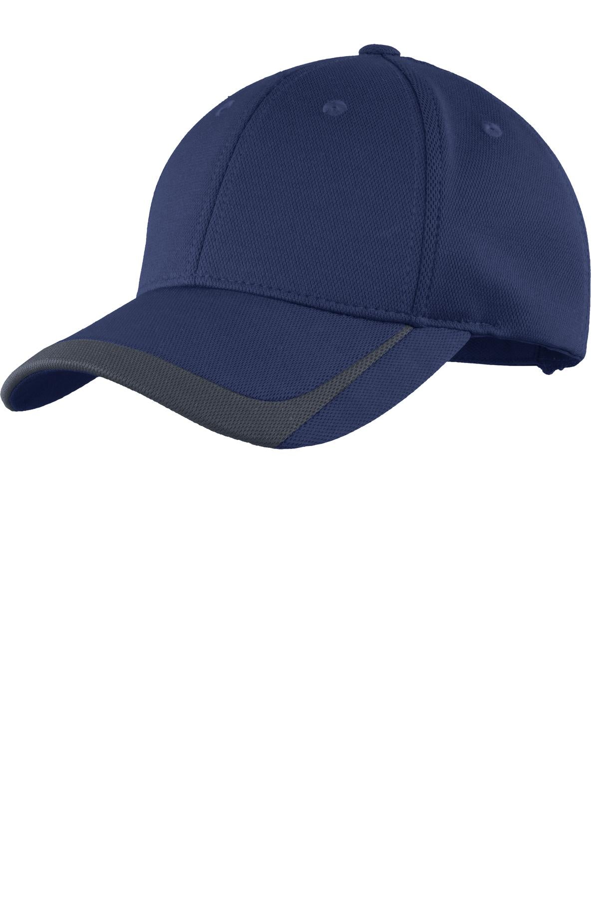 Sport-Tek Pique Colorblock Cap. STC24 in True Navy/ Graphite
