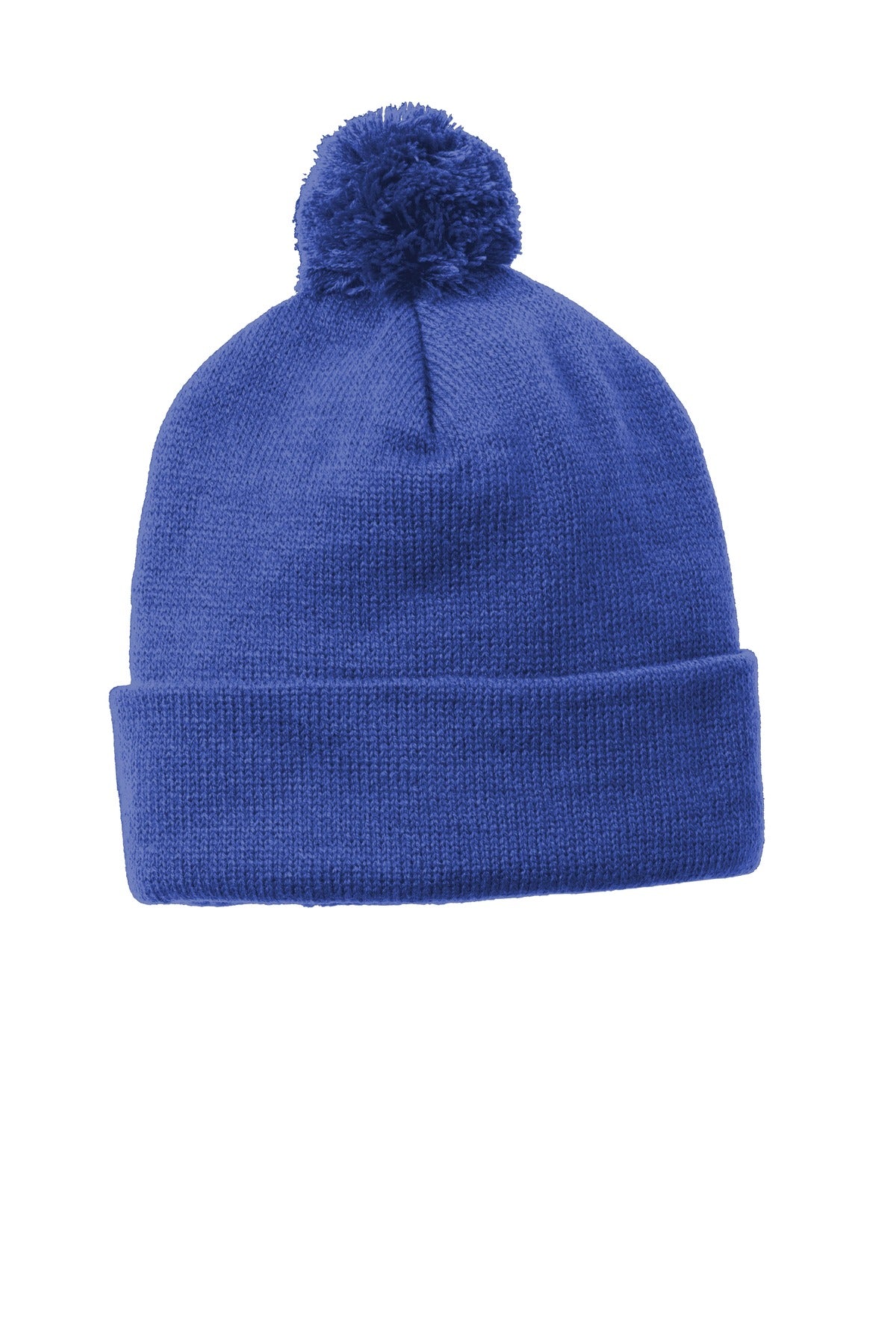Sport-Tek  Solid Pom Pom Beanie. STC37 in True Royal