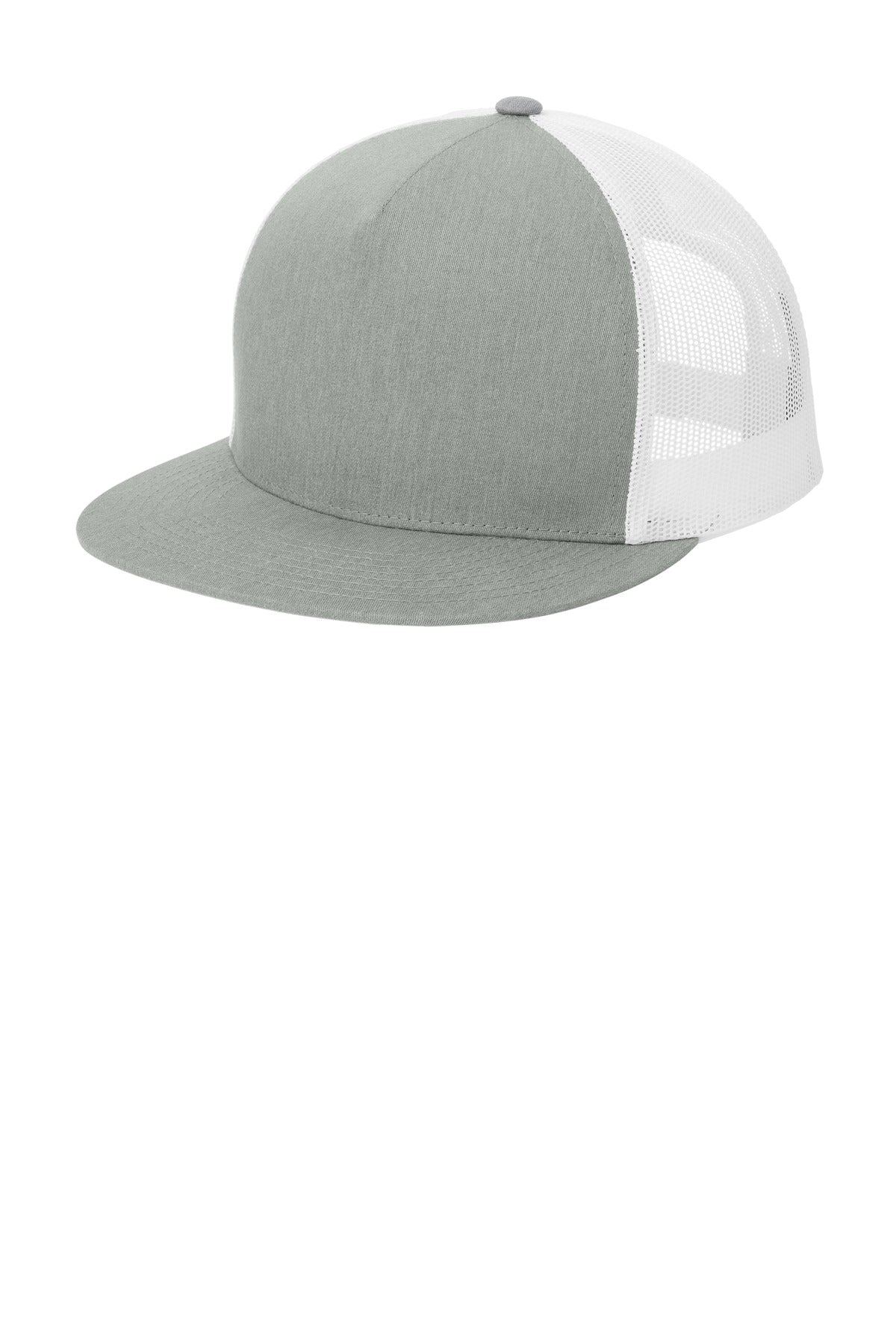Sport-Tek YP Classics  5-Panel Classic Trucker Mesh Back Cap. STC38 in Heather Grey/ White