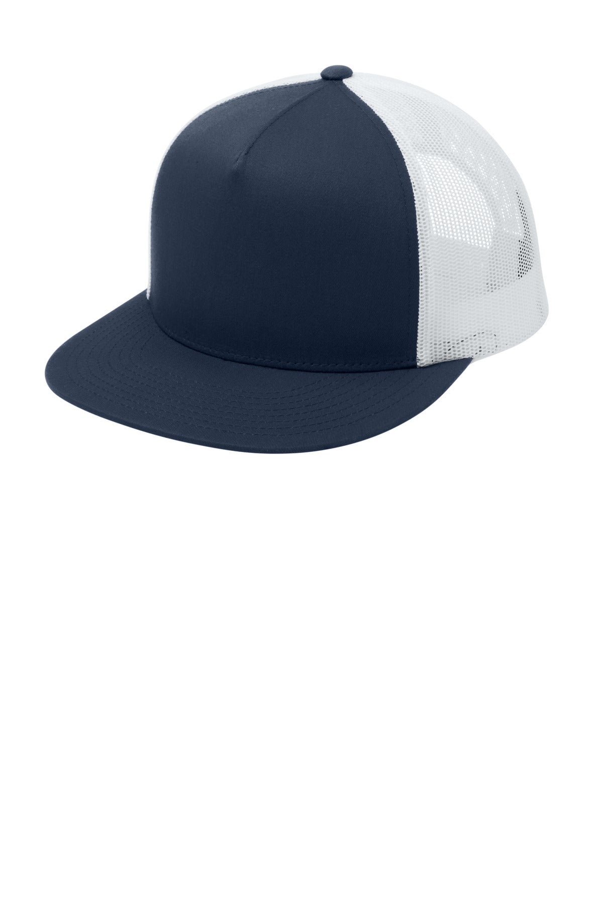 Sport-Tek YP Classics  5-Panel Classic Trucker Mesh Back Cap. STC38 in True Navy/ White