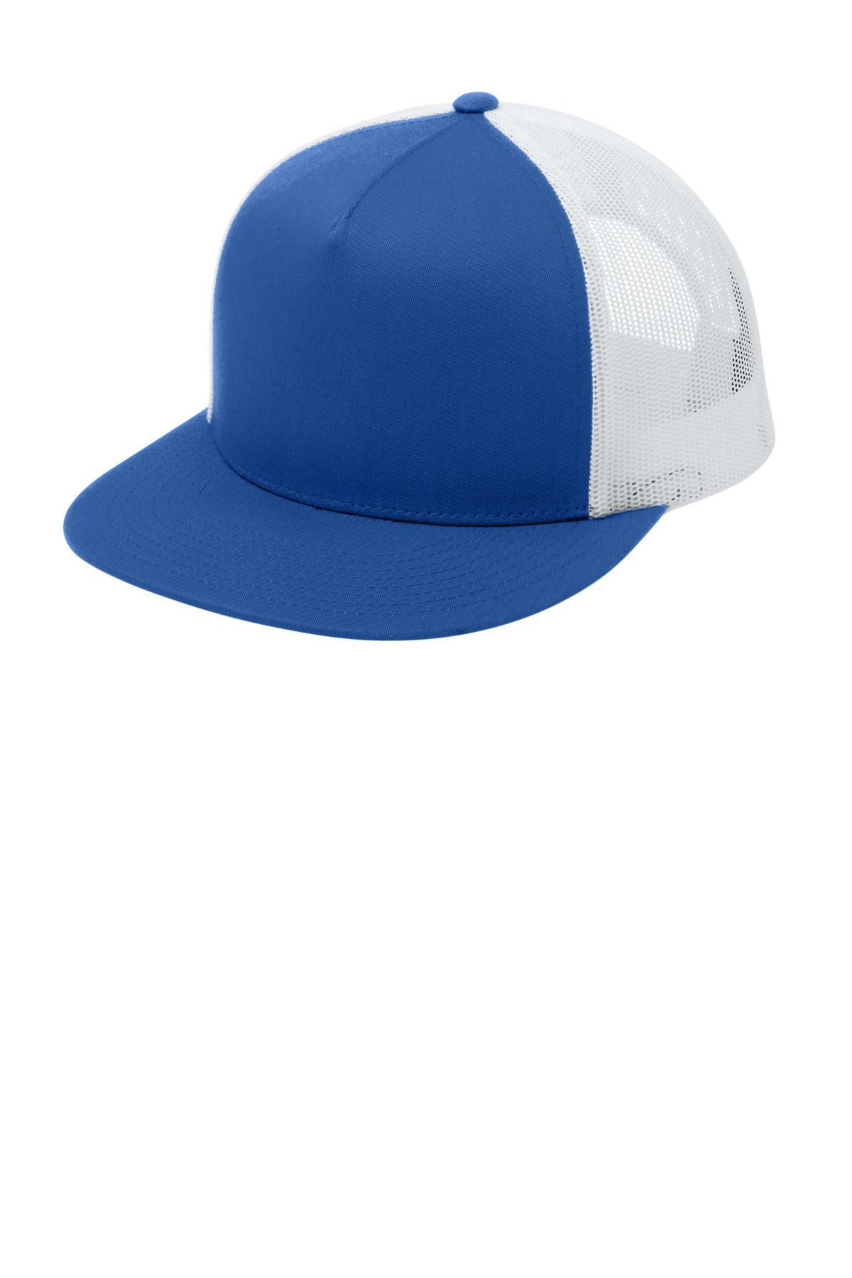 Sport-Tek YP Classics  5-Panel Classic Trucker Mesh Back Cap. STC38 in True Royal/ White