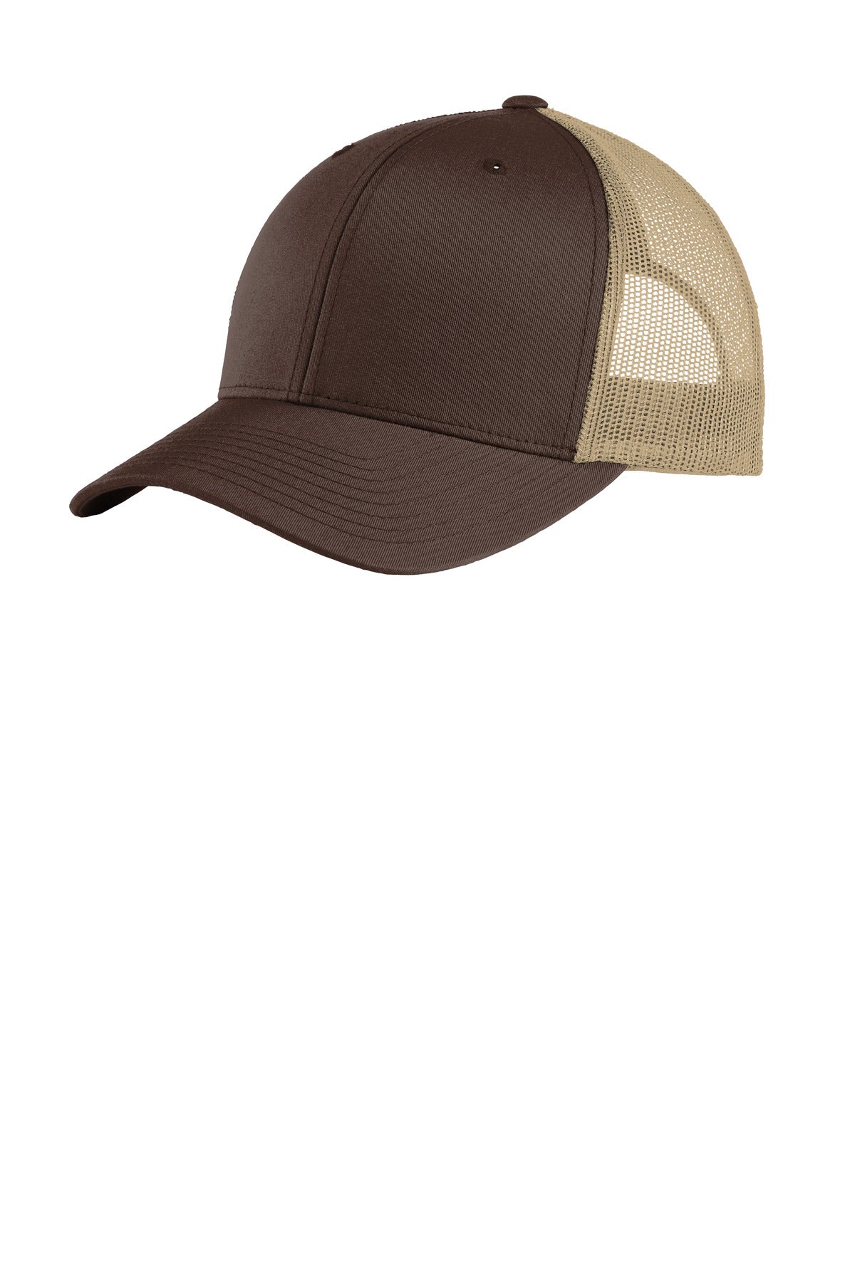 Sport-Tek YP Classics Retro Trucker Cap. STC39 in Chocolate Brown/ Khaki