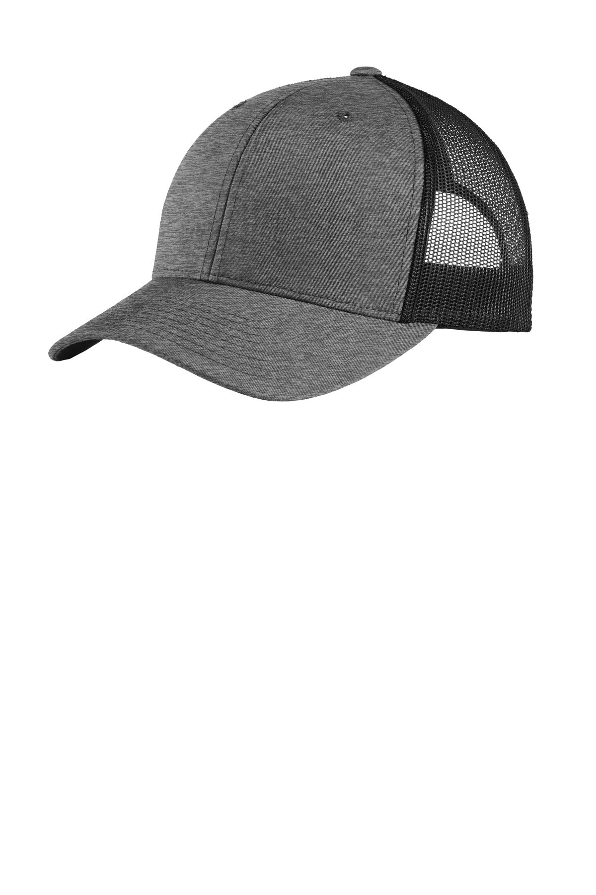 Sport-Tek YP Classics Retro Trucker Cap. STC39 in Heather Grey/ Black
