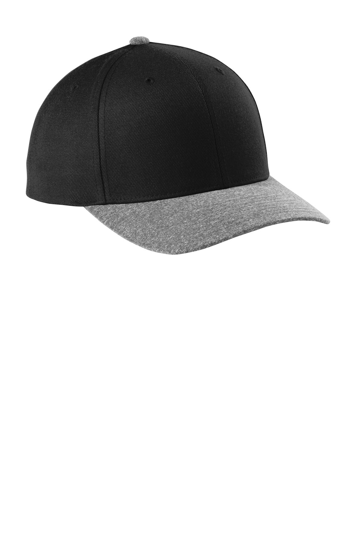 Sport-Tek  YP Classics  Curve Bill Snapback Cap. STC43 in Black/ Grey Heather