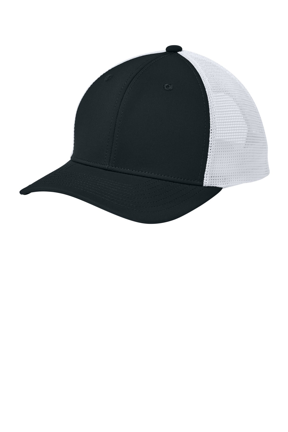 Sport-Tek Club Trucker Cap STC46 in Black/ White