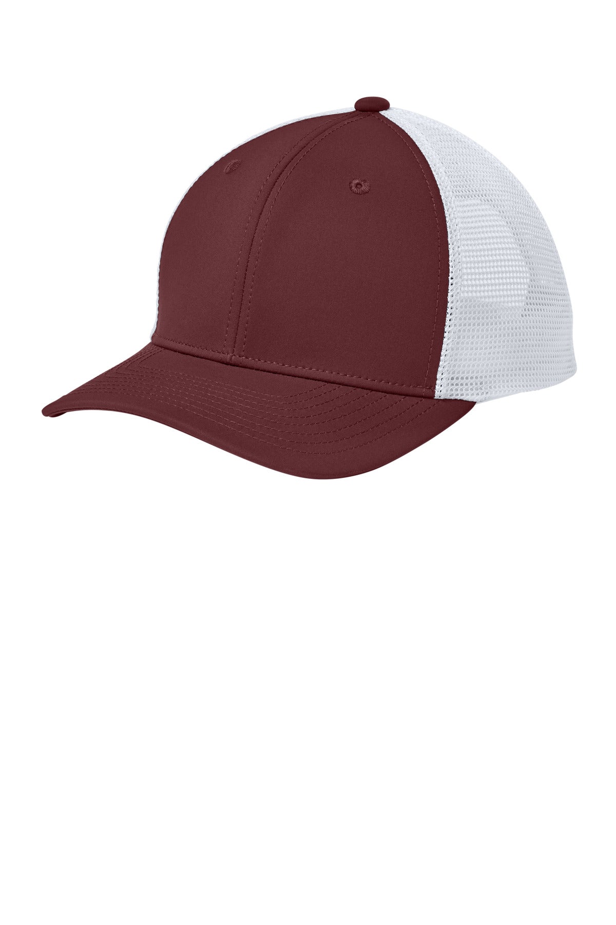 Sport-Tek Club Trucker Cap STC46 in Maroon/ White