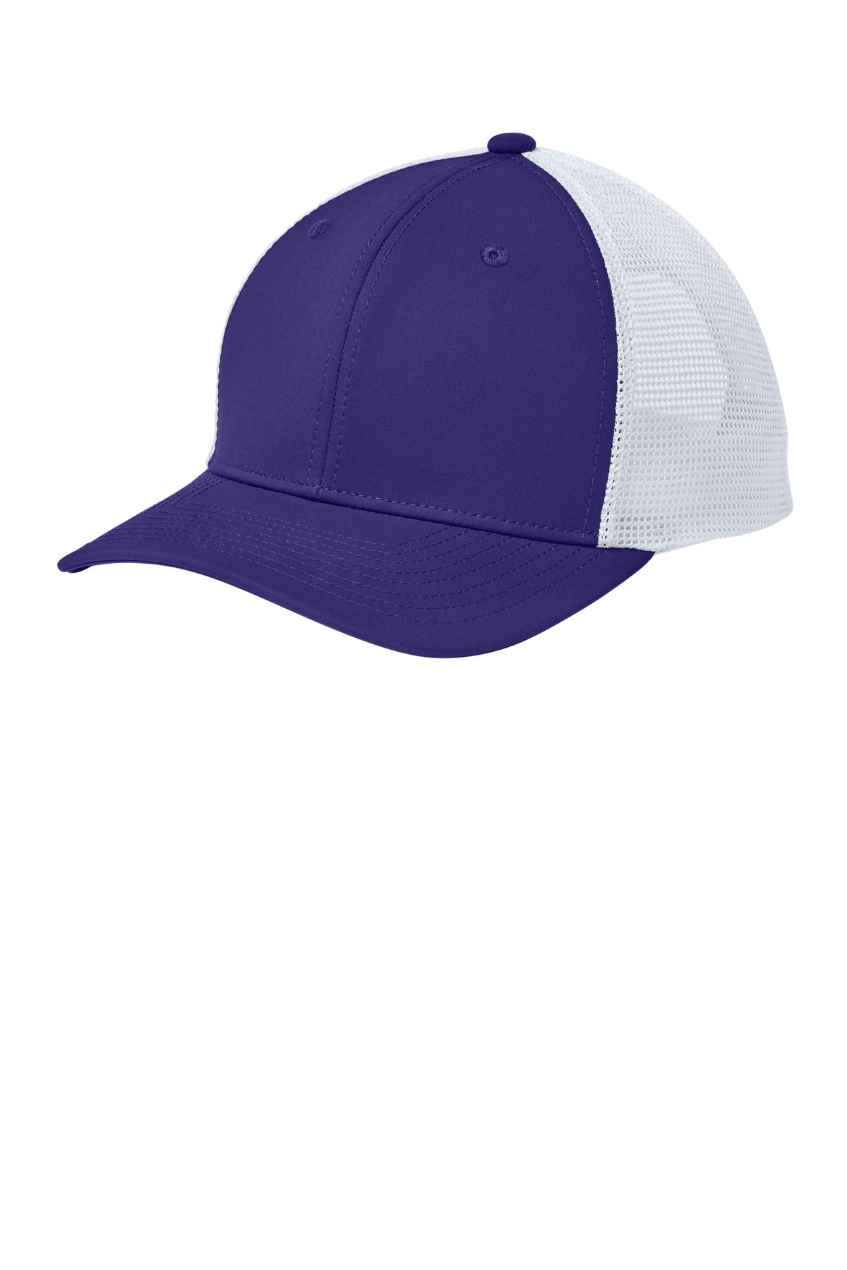 Sport-Tek Club Trucker Cap STC46 in Purple/ White