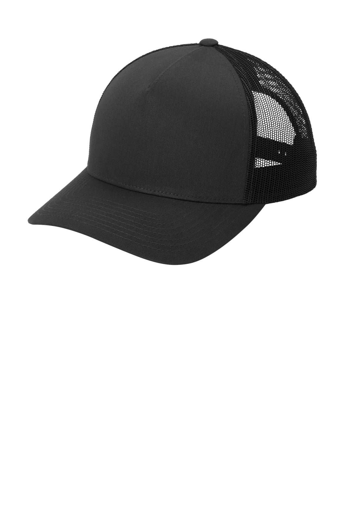 Sport-Tek YP Classics Retro Trucker 5-Panel Cap STC54 in Black/ Black