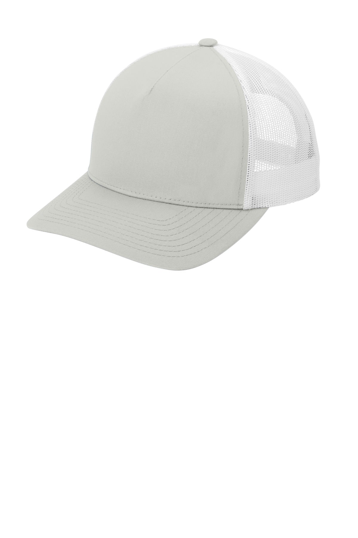 Sport-Tek YP Classics Retro Trucker 5-Panel Cap STC54 in Silver/ White