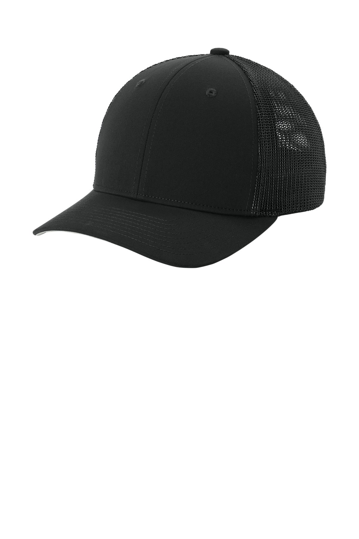 Sport-Tek Stretch-Tek Mesh Back Cap STC60 in Black/ Black